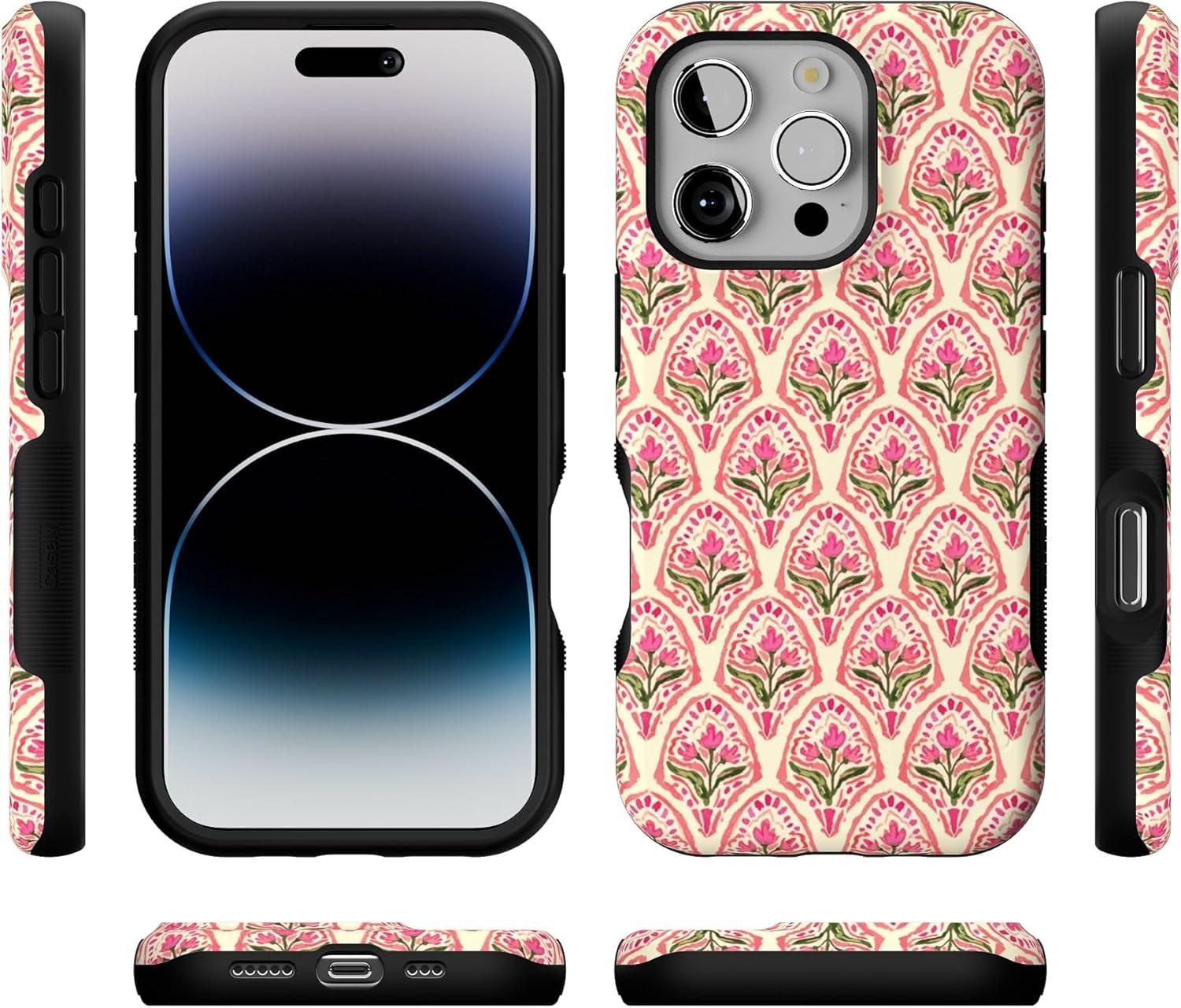 imageCasely iPhone 16 Pro Case  Ride The Wave  Pastel Rainbow Lined  Compatible with MagSafe  Bold Protective DesignTulip Tapestry  Jenna Palek x Casely