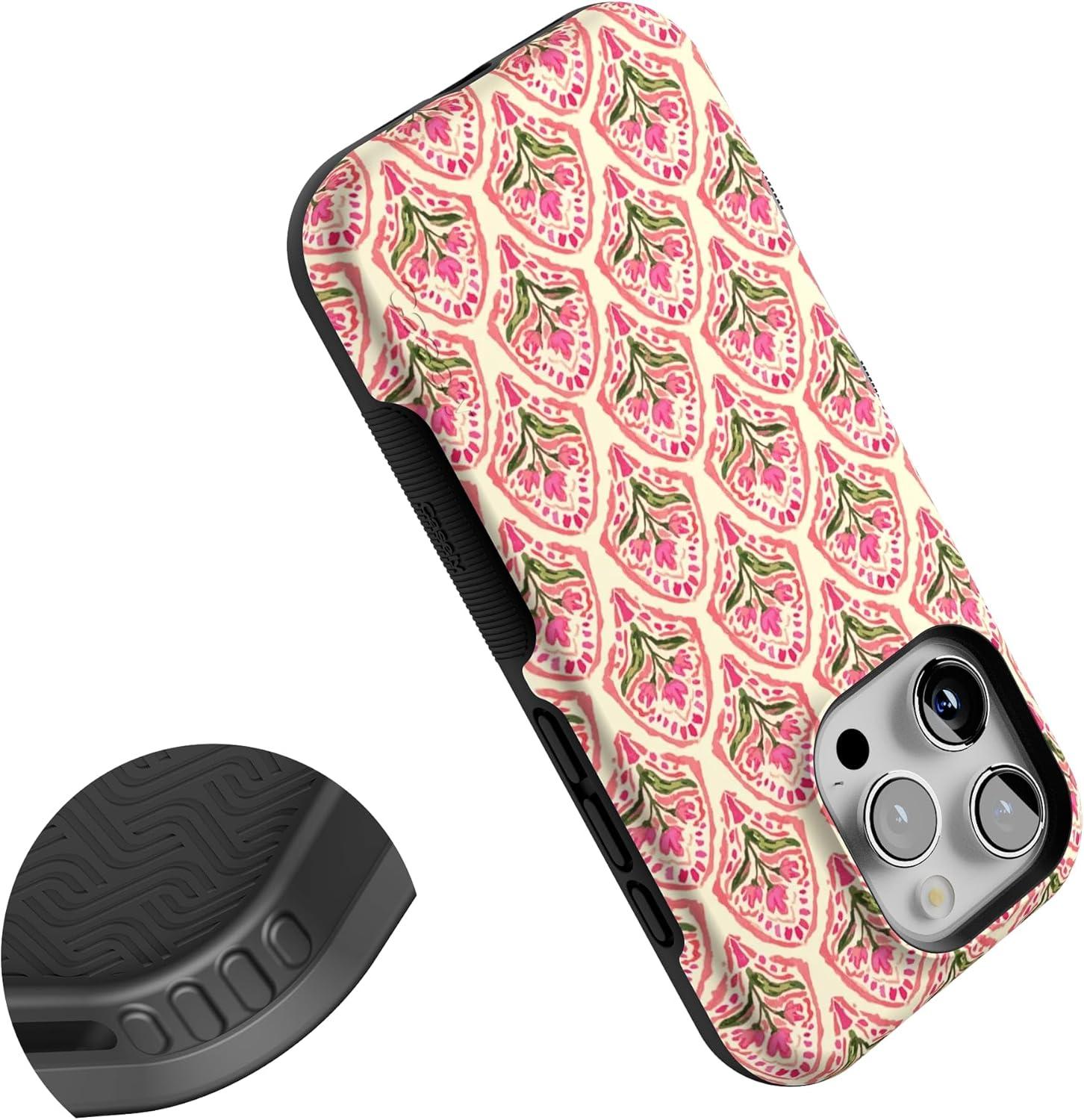 imageCasely iPhone 16 Pro Case  Ride The Wave  Pastel Rainbow Lined  Compatible with MagSafe  Bold Protective DesignTulip Tapestry  Jenna Palek x Casely