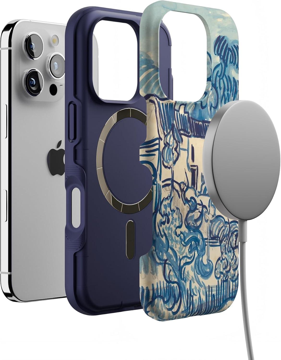 imageCasely iPhone 16 Pro Case  Ride The Wave  Pastel Rainbow Lined  Compatible with MagSafe  Bold Protective DesignVan Gogh  Landscape With Houses Phone