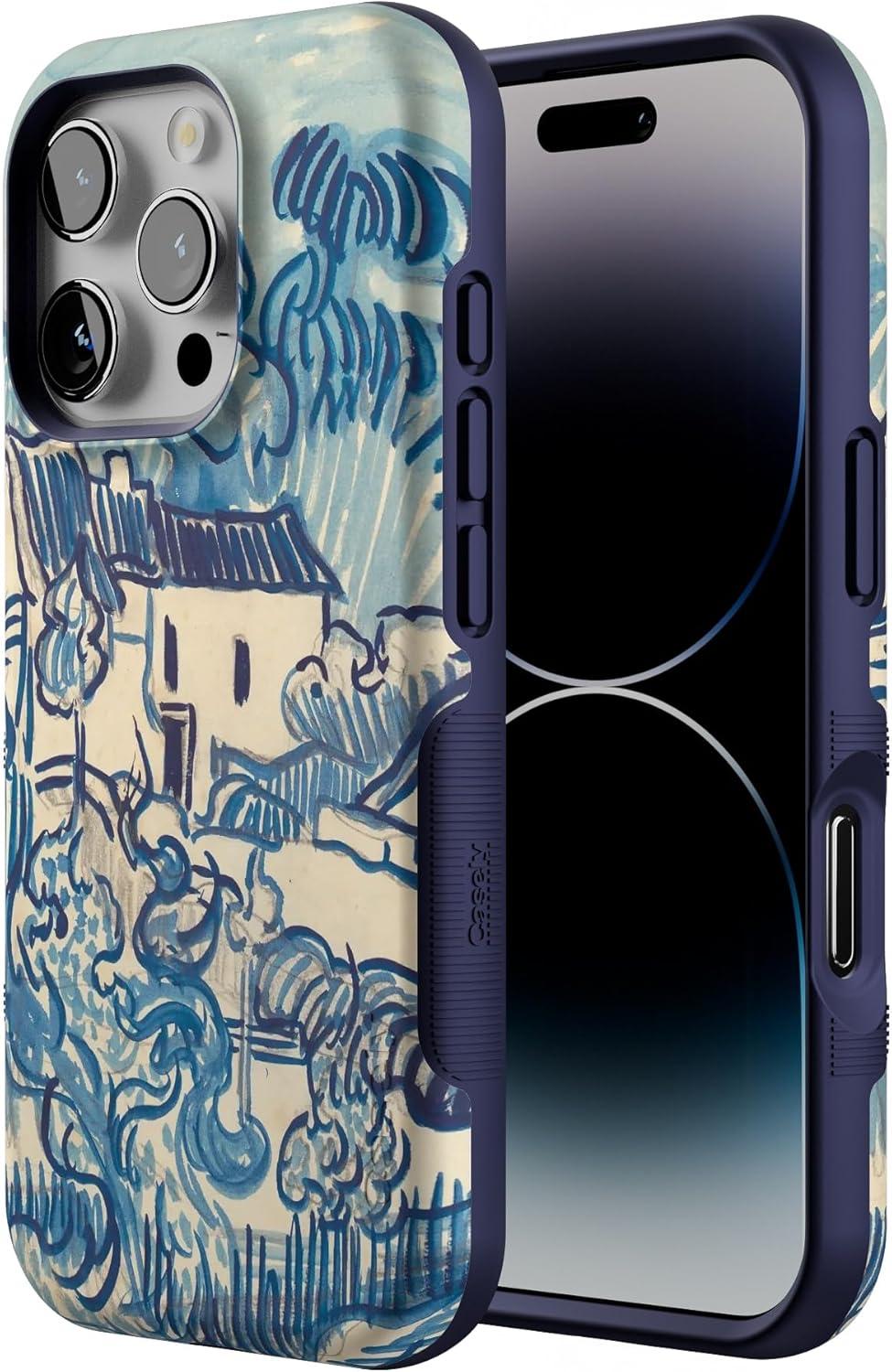 imageCasely iPhone 16 Pro Case  Ride The Wave  Pastel Rainbow Lined  Compatible with MagSafe  Bold Protective DesignVan Gogh  Landscape With Houses Phone