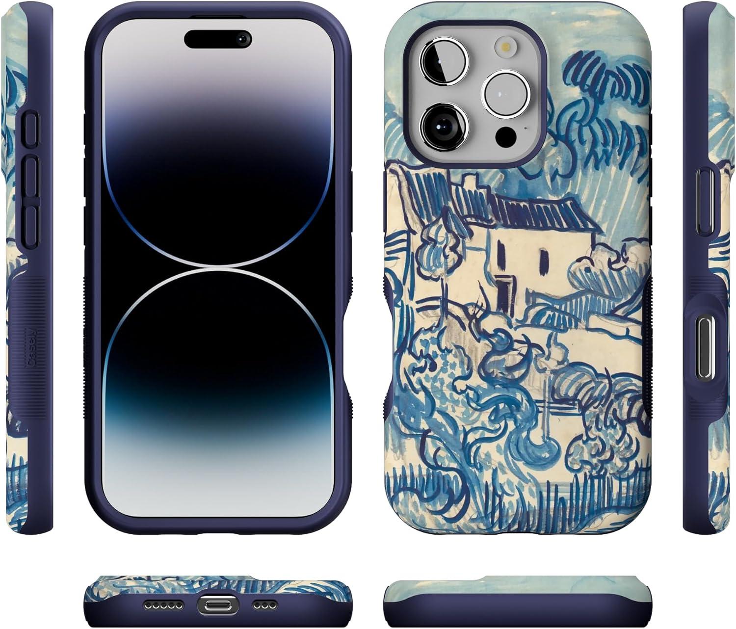 imageCasely iPhone 16 Pro Case  Ride The Wave  Pastel Rainbow Lined  Compatible with MagSafe  Bold Protective DesignVan Gogh  Landscape With Houses Phone