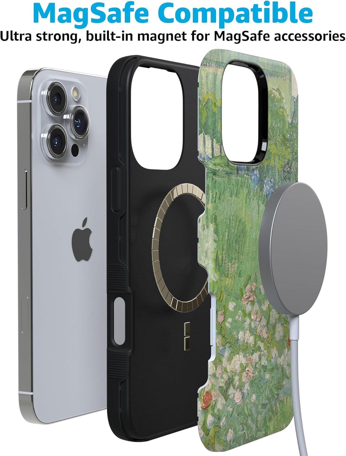 imageCasely iPhone 16 Pro Case  Ride The Wave  Pastel Rainbow Lined  Compatible with MagSafe  Bold Protective DesignVincents Admired Garden