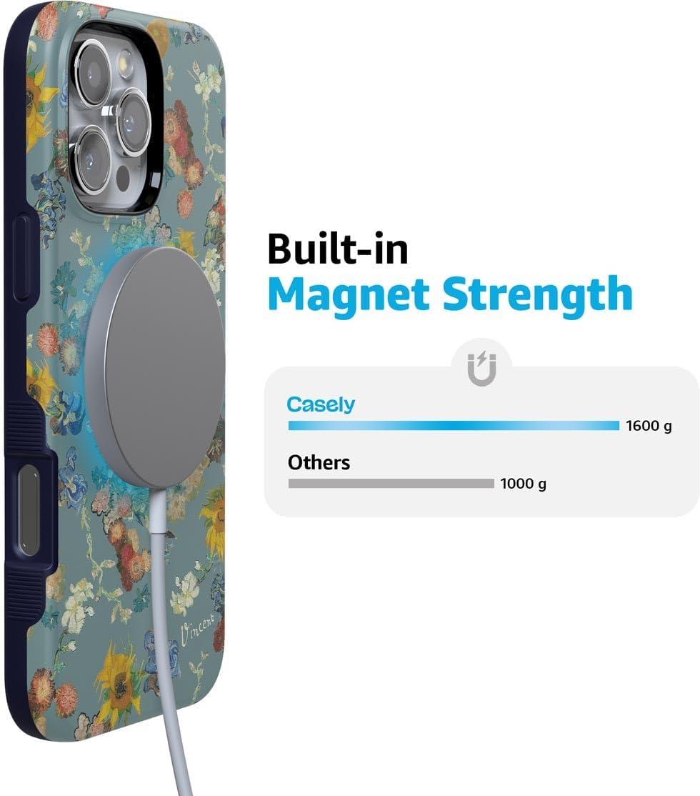 imageCasely iPhone 16 Pro Case  Ride The Wave  Pastel Rainbow Lined  Compatible with MagSafe  Bold Protective DesignVincents Flowers  Van Gogh Museum