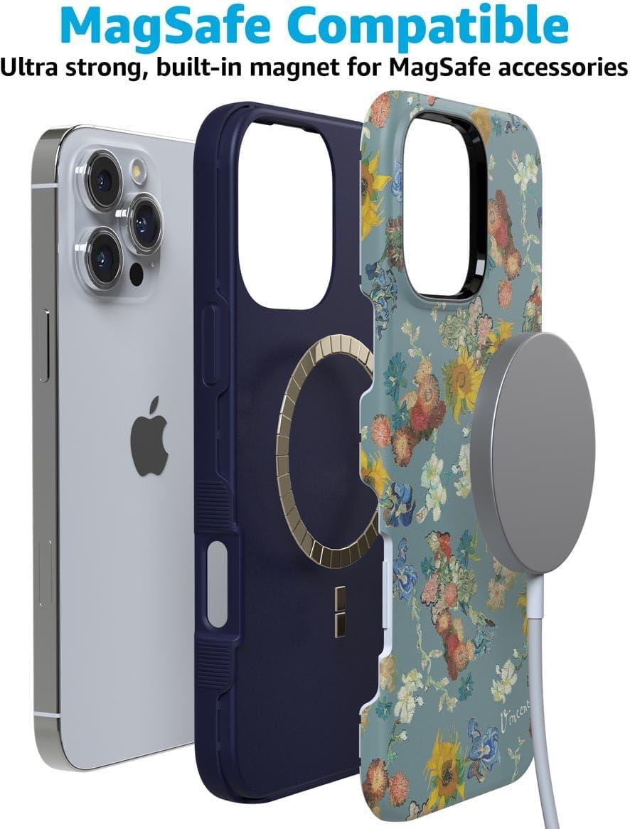 imageCasely iPhone 16 Pro Case  Ride The Wave  Pastel Rainbow Lined  Compatible with MagSafe  Bold Protective DesignVincents Flowers  Van Gogh Museum