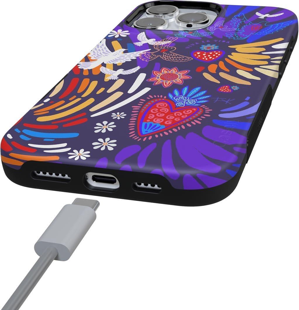 imageCasely iPhone 16 Pro Case  Ride The Wave  Pastel Rainbow Lined  Compatible with MagSafe  Bold Protective DesignViva La Vida  Frida Kahlo Collage
