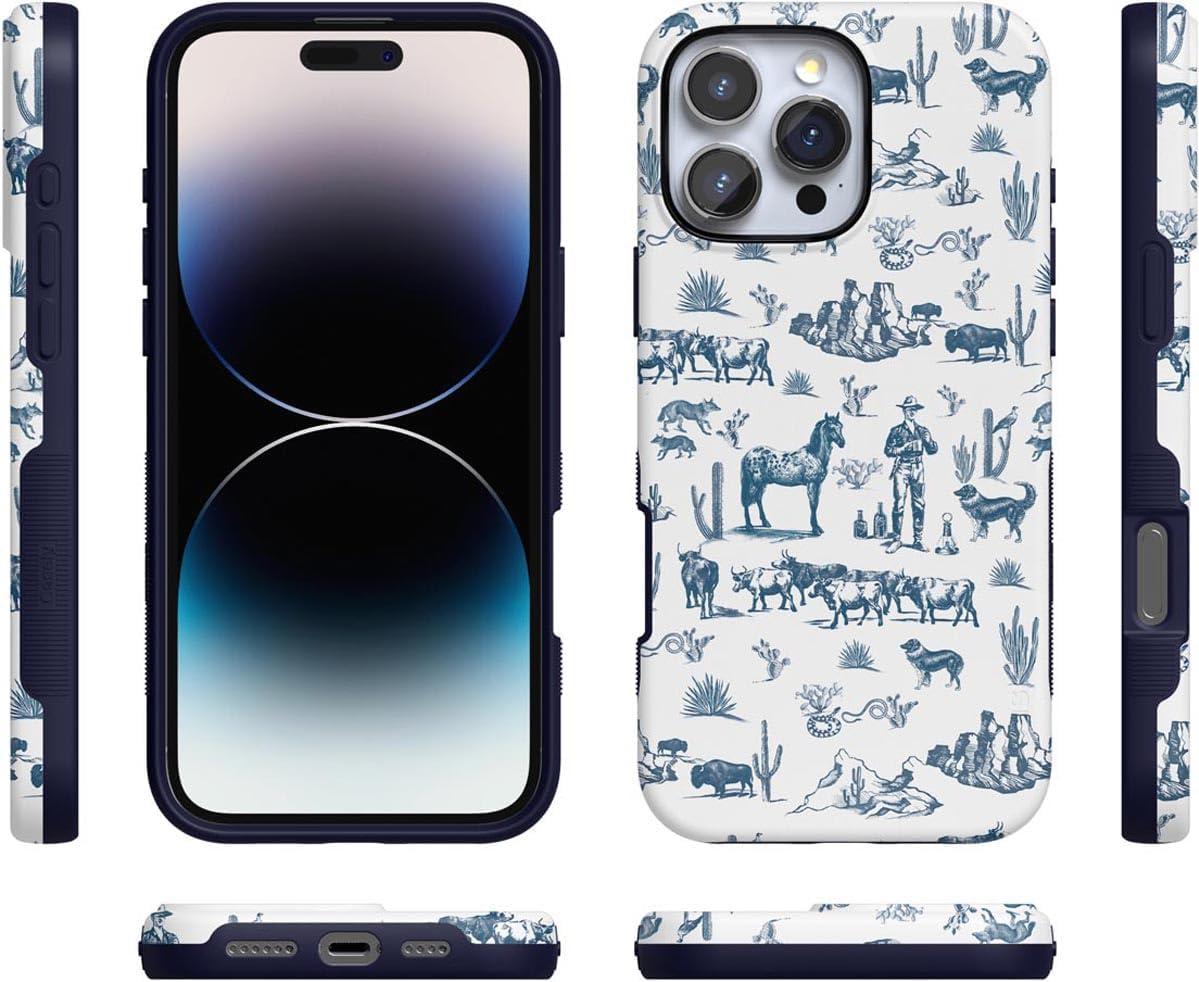 imageCasely iPhone 16 Pro Case  Ride The Wave  Pastel Rainbow Lined  Compatible with MagSafe  Bold Protective DesignWild West Adventure  Desert