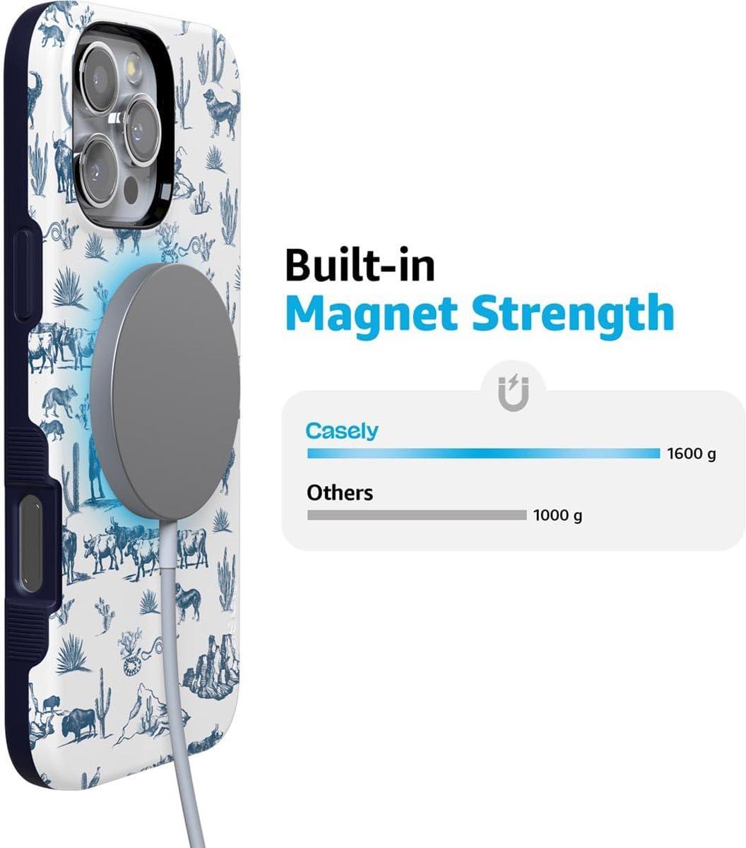 imageCasely iPhone 16 Pro Case  Ride The Wave  Pastel Rainbow Lined  Compatible with MagSafe  Bold Protective DesignWild West Adventure  Desert