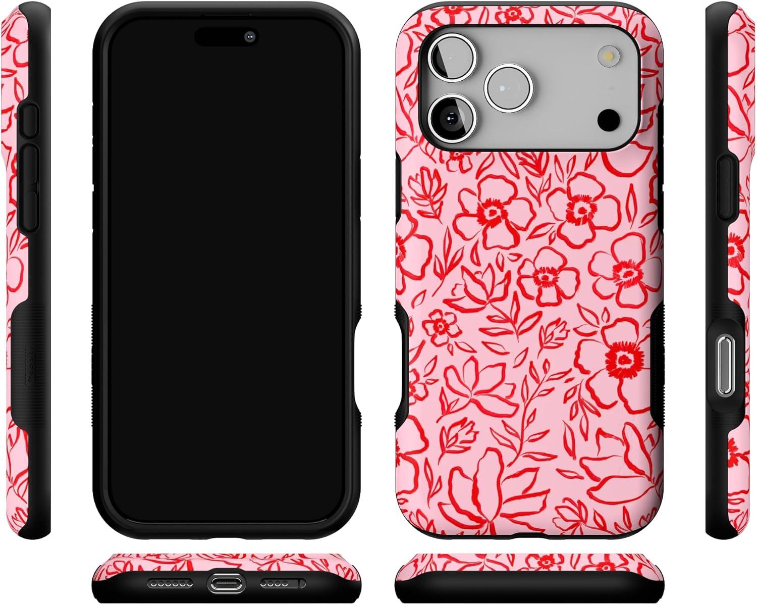 imageCasely iPhone 17 Pro Max Case  Be Mine  Tiny Hearts  Compatible with MagSafe  Bold Protective DesignBlush Garden  Floral Doodle