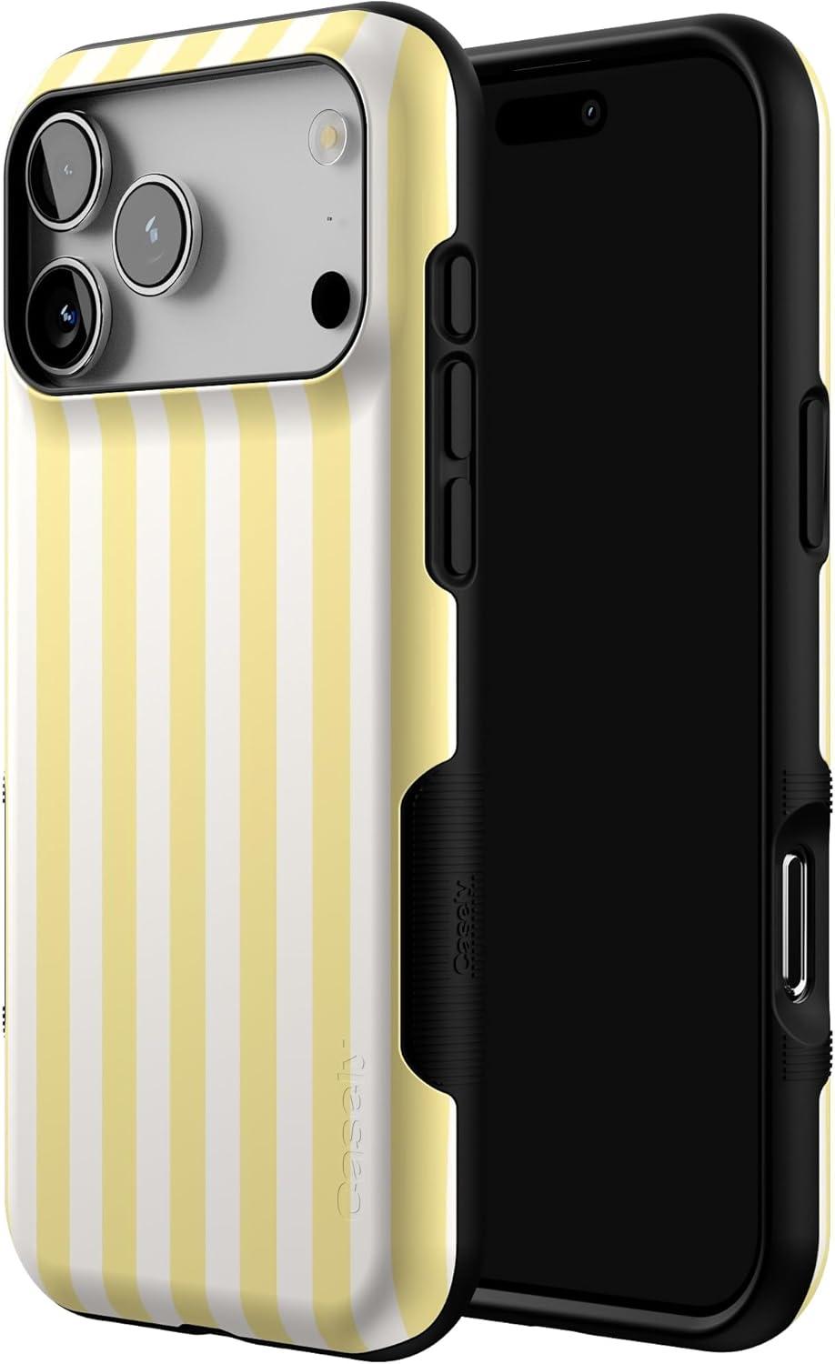 imageCasely iPhone 17 Pro Max Case  Be Mine  Tiny Hearts  Compatible with MagSafe  Bold Protective DesignButter Yellow Stripes  Sunday Best