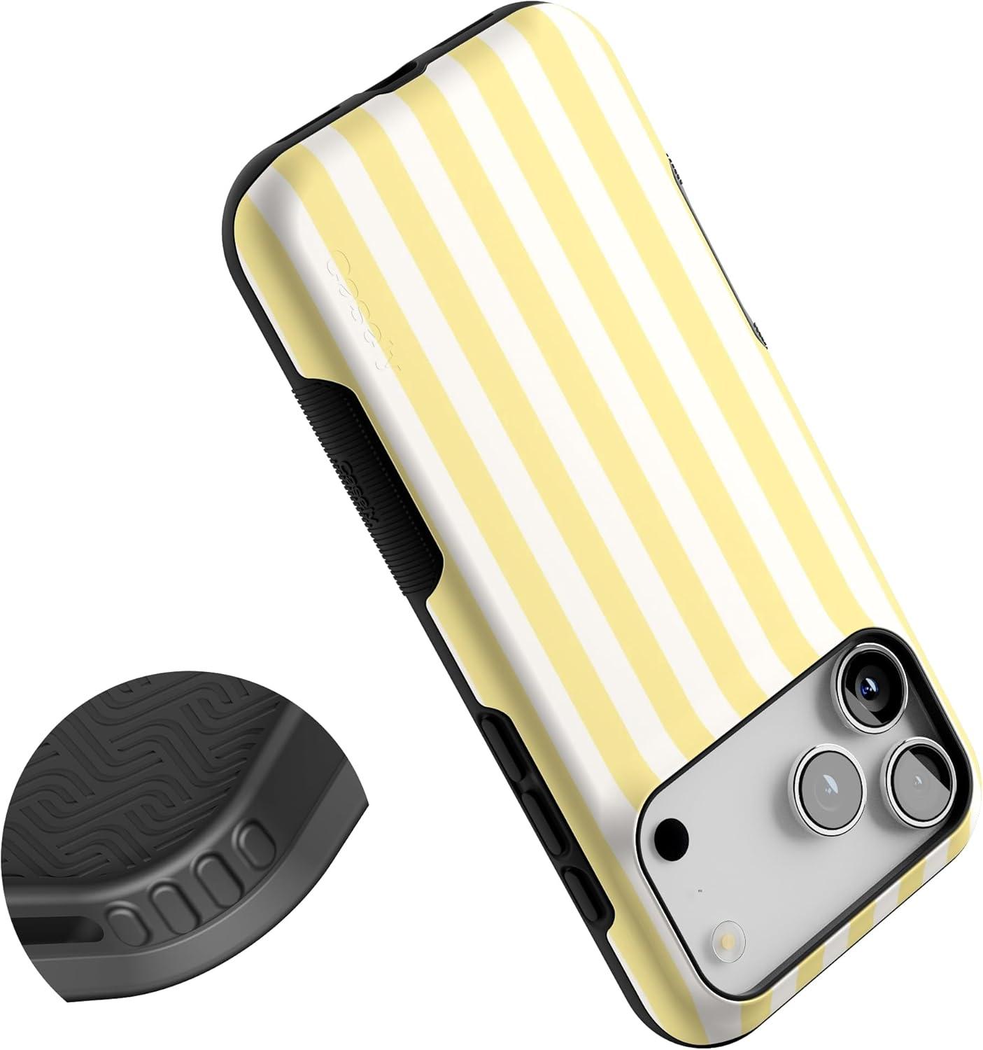 imageCasely iPhone 17 Pro Max Case  Be Mine  Tiny Hearts  Compatible with MagSafe  Bold Protective DesignButter Yellow Stripes  Sunday Best