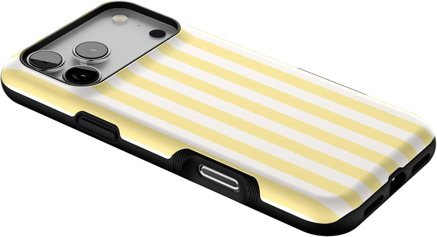 imageCasely iPhone 17 Pro Max Case  Be Mine  Tiny Hearts  Compatible with MagSafe  Bold Protective DesignButter Yellow Stripes  Sunday Best