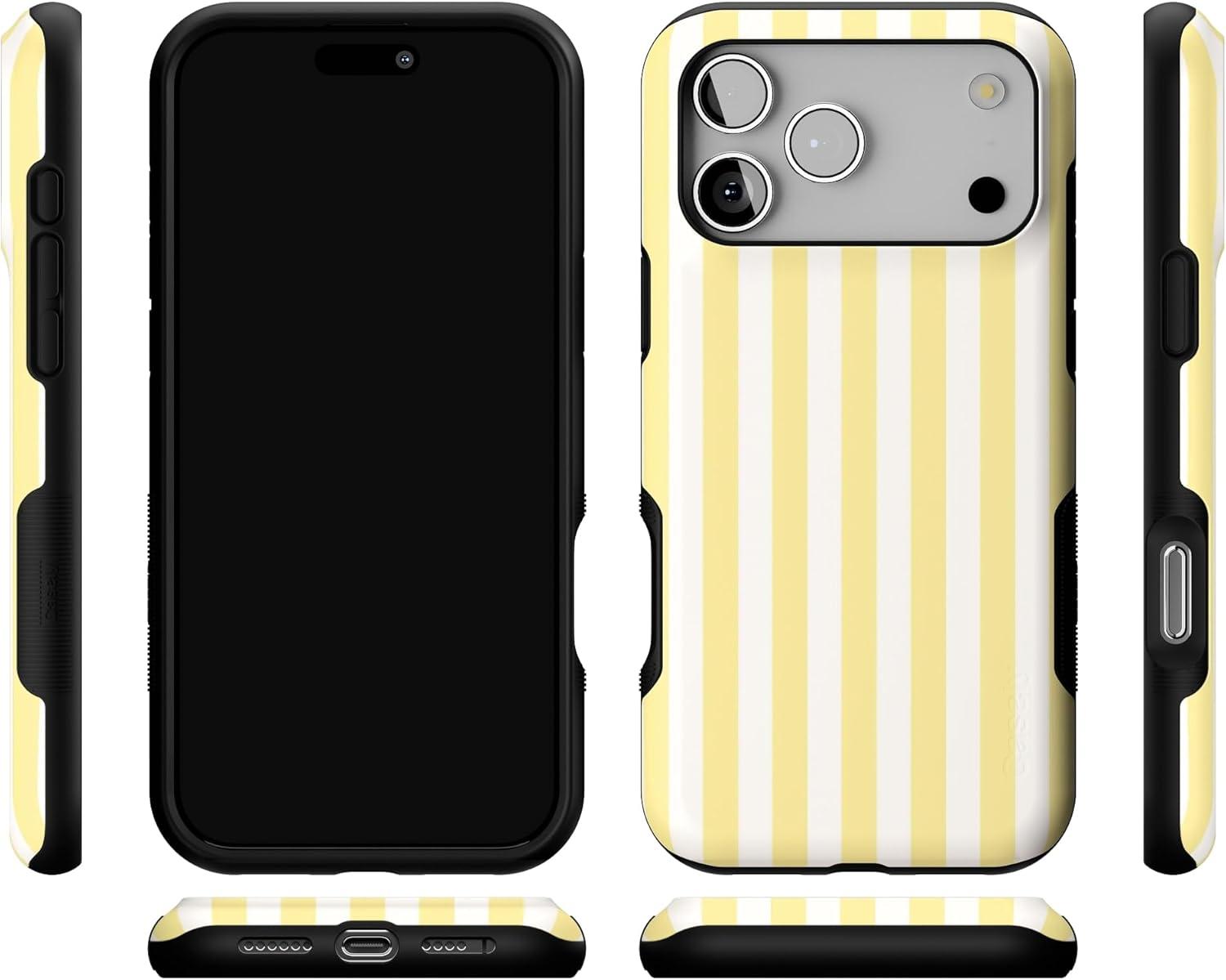 imageCasely iPhone 17 Pro Max Case  Be Mine  Tiny Hearts  Compatible with MagSafe  Bold Protective DesignButter Yellow Stripes  Sunday Best