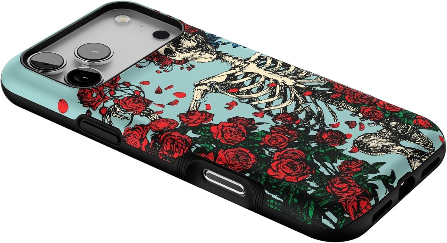 imageCasely iPhone 17 Pro Max Case  Be Mine  Tiny Hearts  Compatible with MagSafe  Bold Protective DesignForever Grateful  Grateful Dead Skeleton Floral