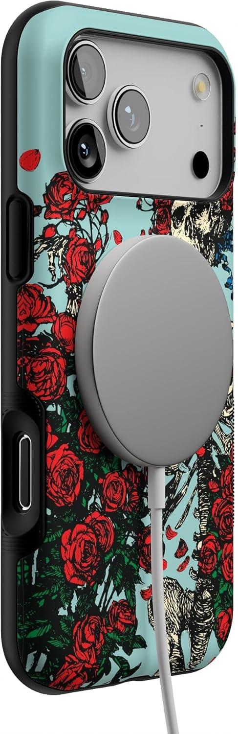 imageCasely iPhone 17 Pro Max Case  Be Mine  Tiny Hearts  Compatible with MagSafe  Bold Protective DesignForever Grateful  Grateful Dead Skeleton Floral
