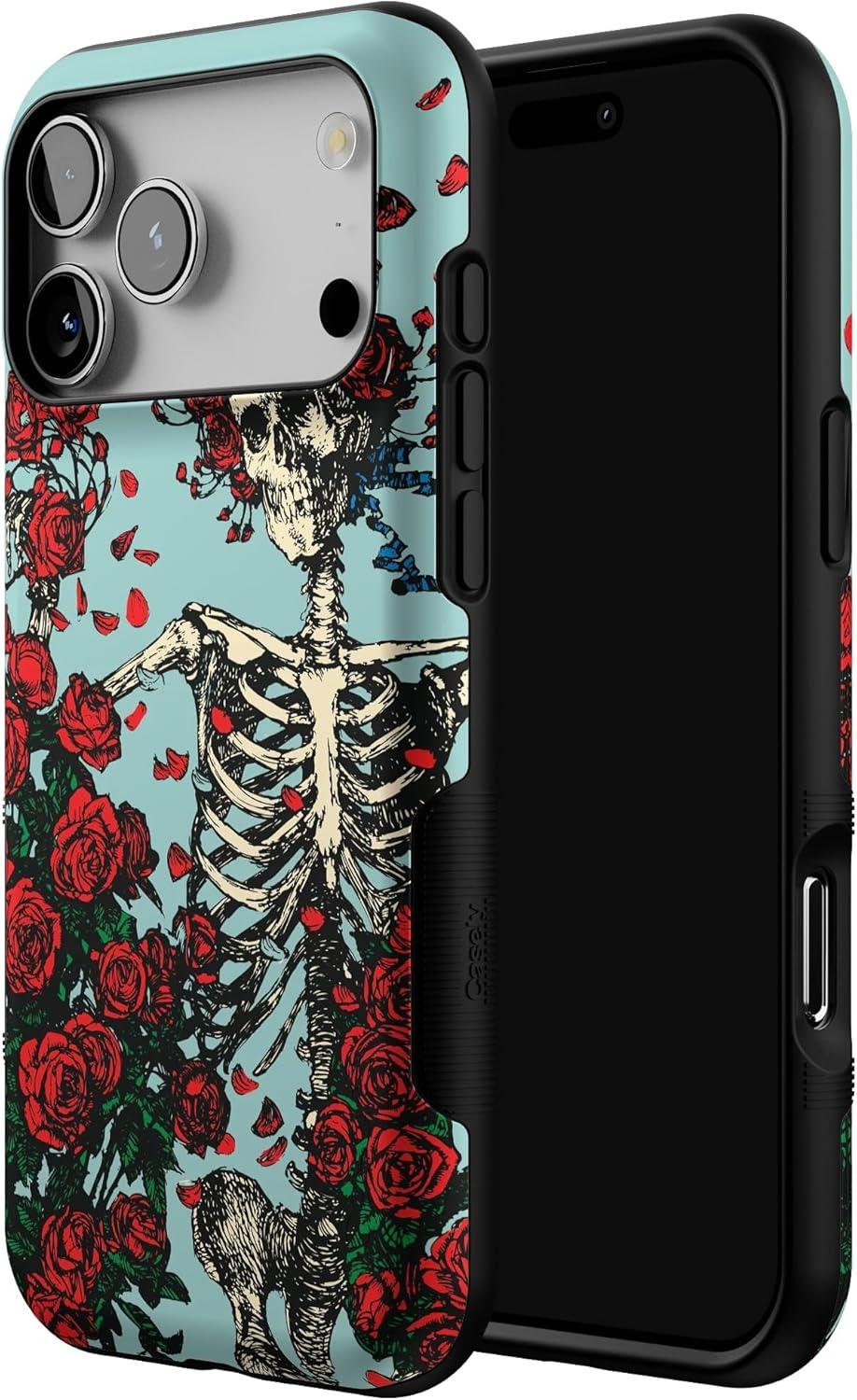 imageCasely iPhone 17 Pro Max Case  Be Mine  Tiny Hearts  Compatible with MagSafe  Bold Protective DesignForever Grateful  Grateful Dead Skeleton Floral