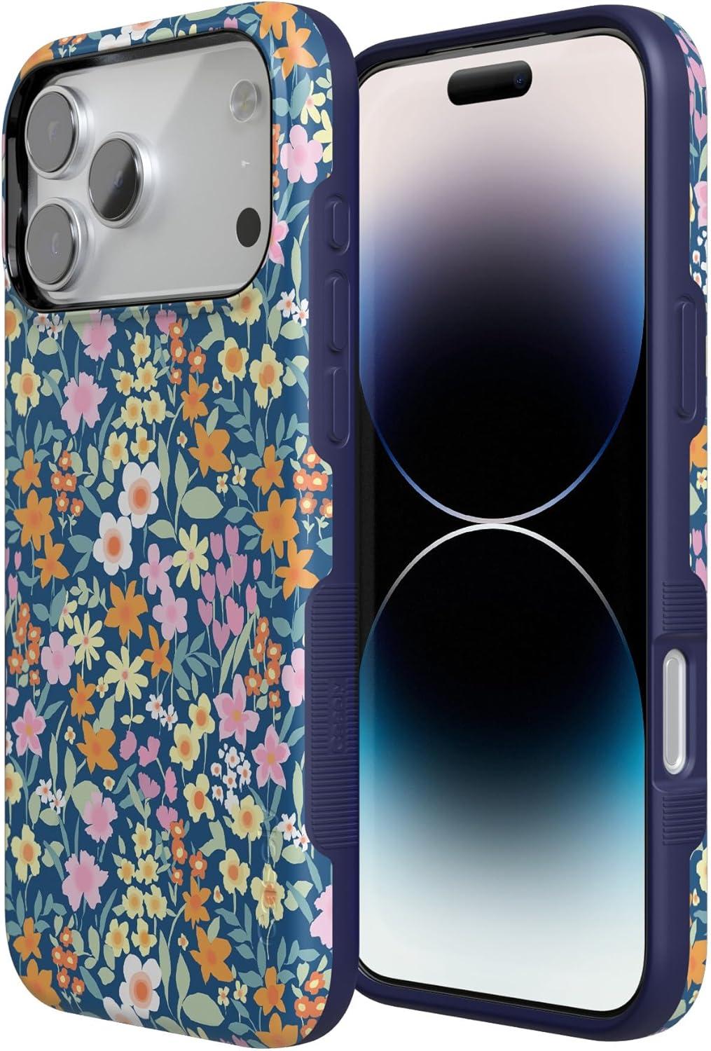 imageCasely iPhone 17 Pro Max Case  Be Mine  Tiny Hearts  Compatible with MagSafe  Bold Protective DesignFull Bloom  Navy Flower Fields