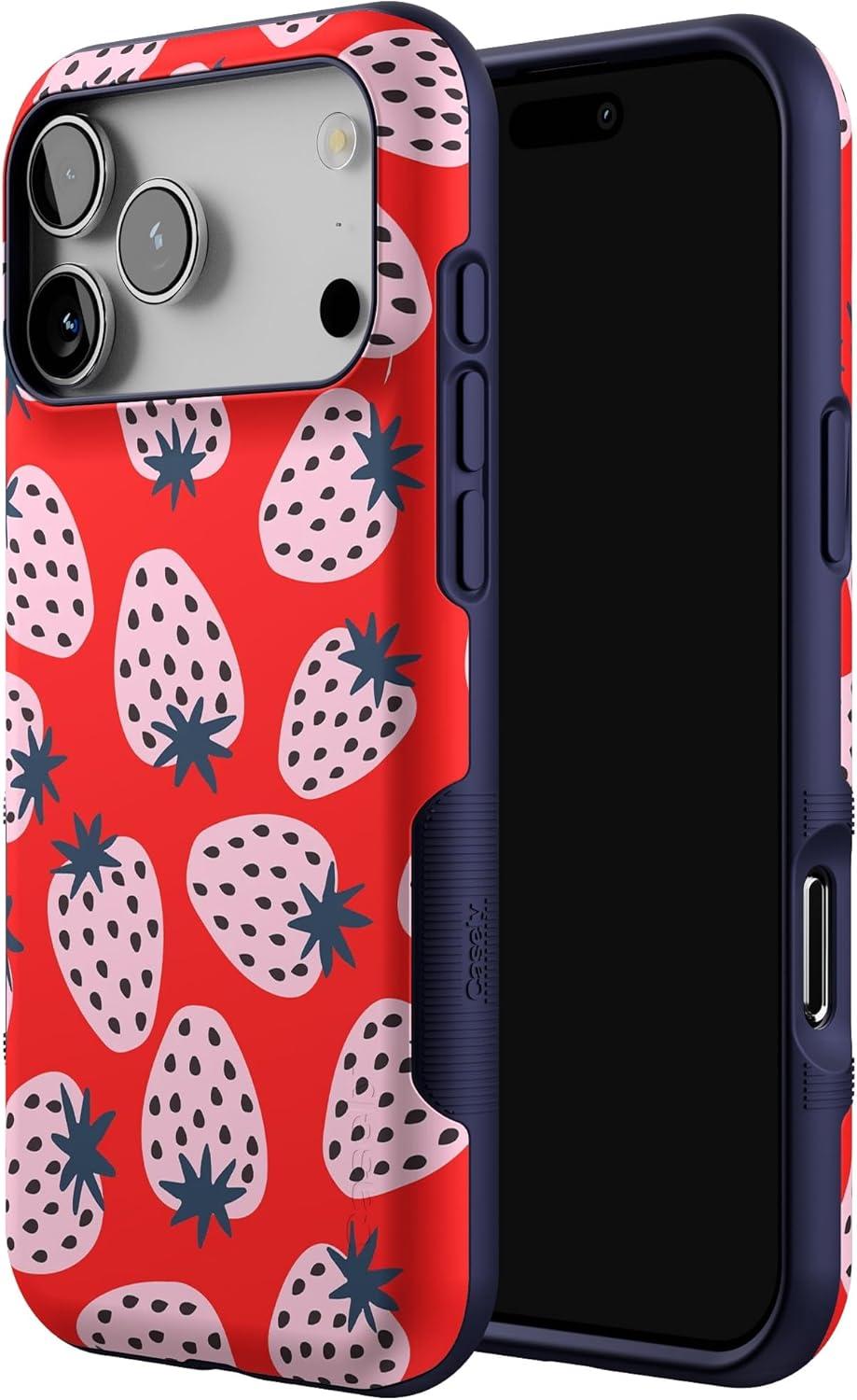 imageCasely iPhone 17 Pro Max Case  Be Mine  Tiny Hearts  Compatible with MagSafe  Bold Protective DesignId Pick You  Red Strawberry