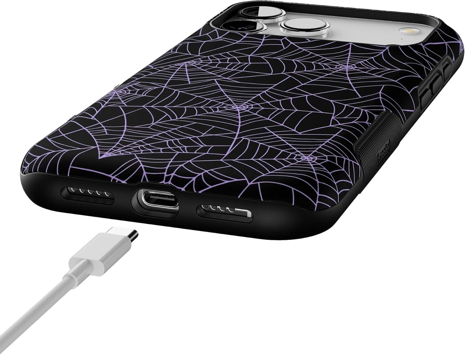 imageCasely iPhone 17 Pro Max Case  Be Mine  Tiny Hearts  Compatible with MagSafe  Bold Protective DesignMidnight Web  Spider Web