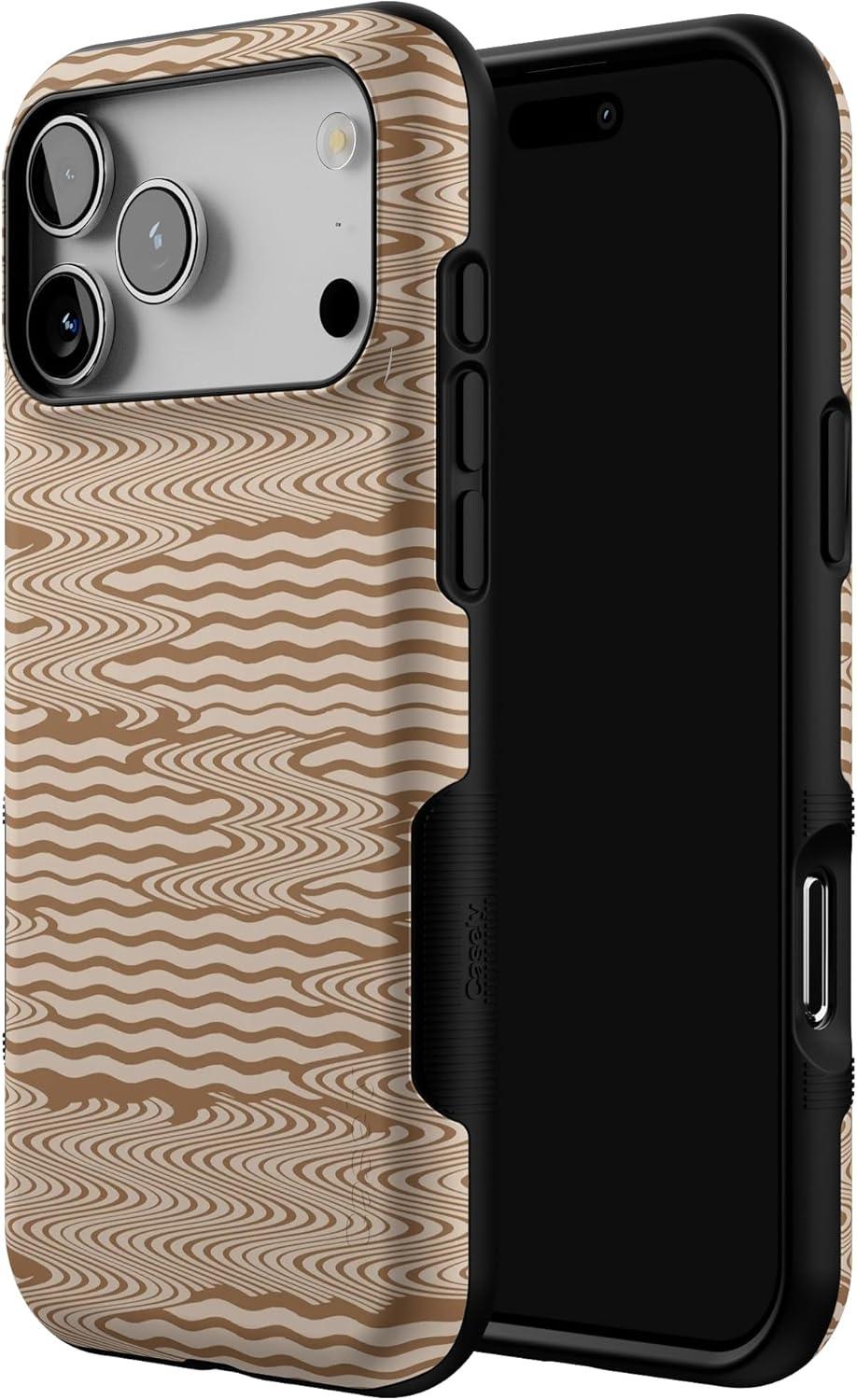 imageCasely iPhone 17 Pro Max Case  Be Mine  Tiny Hearts  Compatible with MagSafe  Bold Protective DesignMocha Ripple  Brown Waves