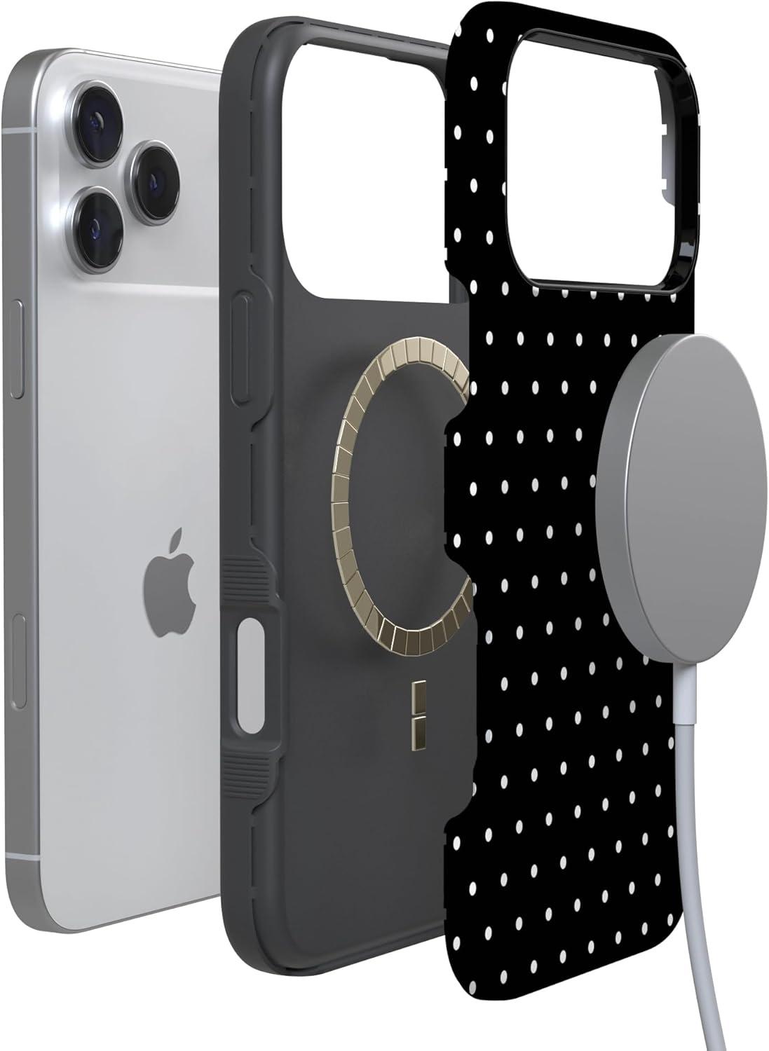imageCasely iPhone 17 Pro Max Case  Be Mine  Tiny Hearts  Compatible with MagSafe  Bold Protective DesignOn the Dot  Black Polka Dot