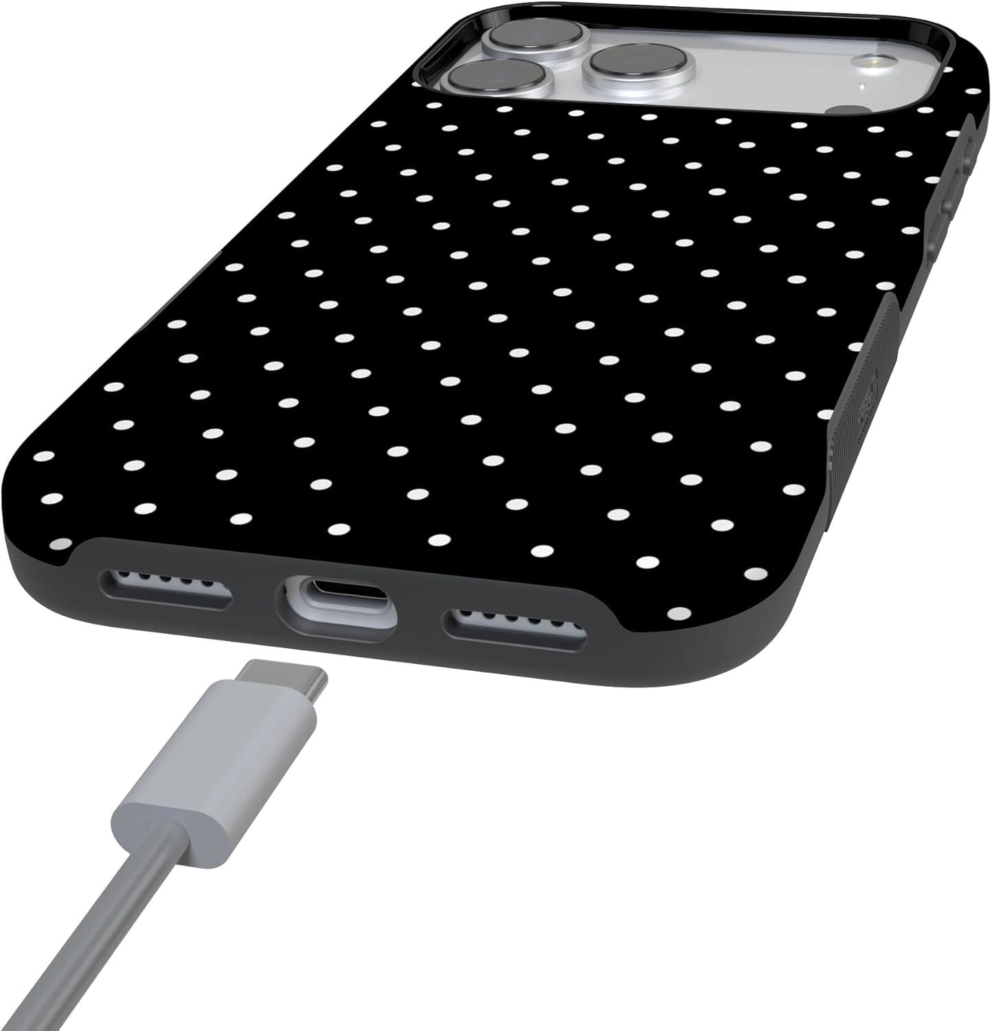 imageCasely iPhone 17 Pro Max Case  Be Mine  Tiny Hearts  Compatible with MagSafe  Bold Protective DesignOn the Dot  Black Polka Dot