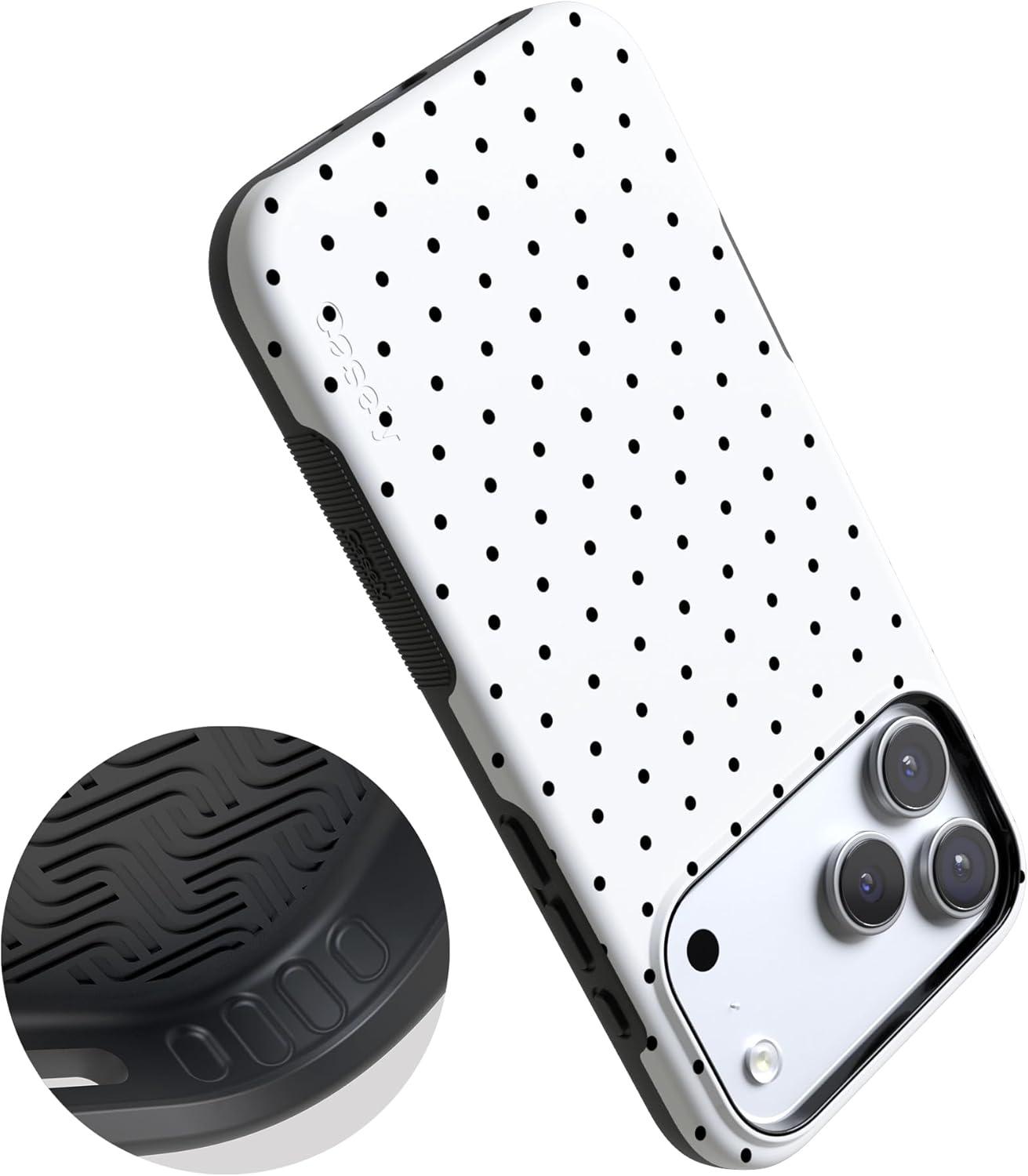 imageCasely iPhone 17 Pro Max Case  Be Mine  Tiny Hearts  Compatible with MagSafe  Bold Protective DesignOn the Dot  White Polka Dot