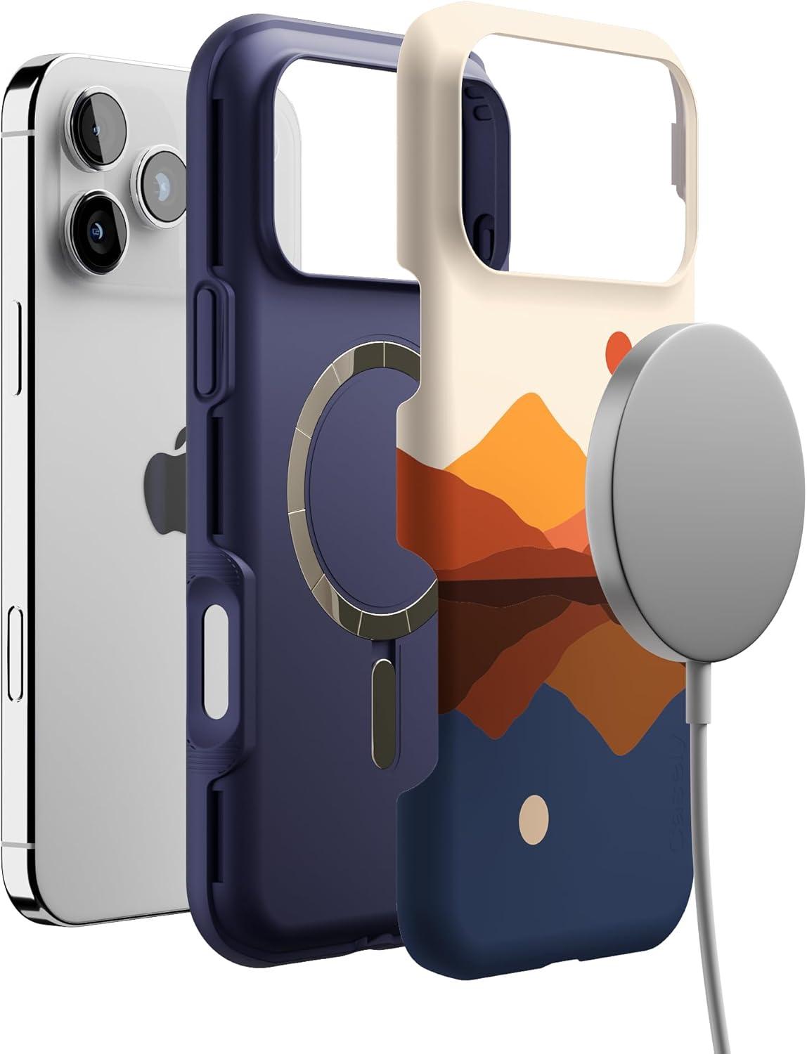 imageCasely iPhone 17 Pro Max Case  Be Mine  Tiny Hearts  Compatible with MagSafe  Bold Protective DesignOpposites Attract  Day  Night Colorblock Mt