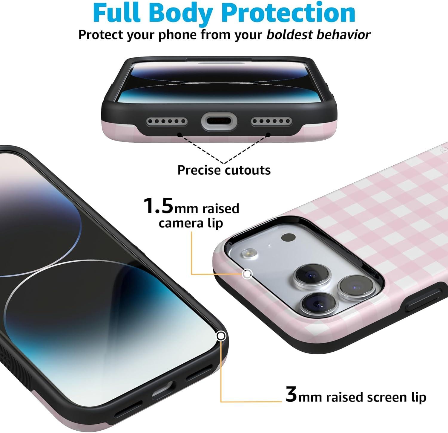 imageCasely iPhone 17 Pro Max Case  Be Mine  Tiny Hearts  Compatible with MagSafe  Bold Protective DesignPink Plaid  Sunday Best