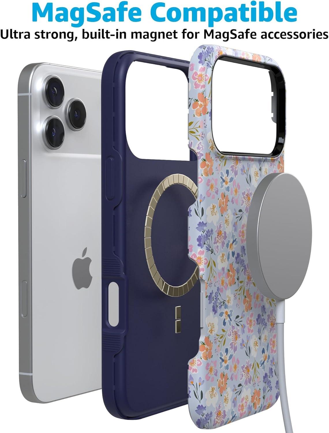 imageCasely iPhone 17 Pro Max Case  Be Mine  Tiny Hearts  Compatible with MagSafe  Bold Protective DesignPoppy Meadows  Pastel Floral