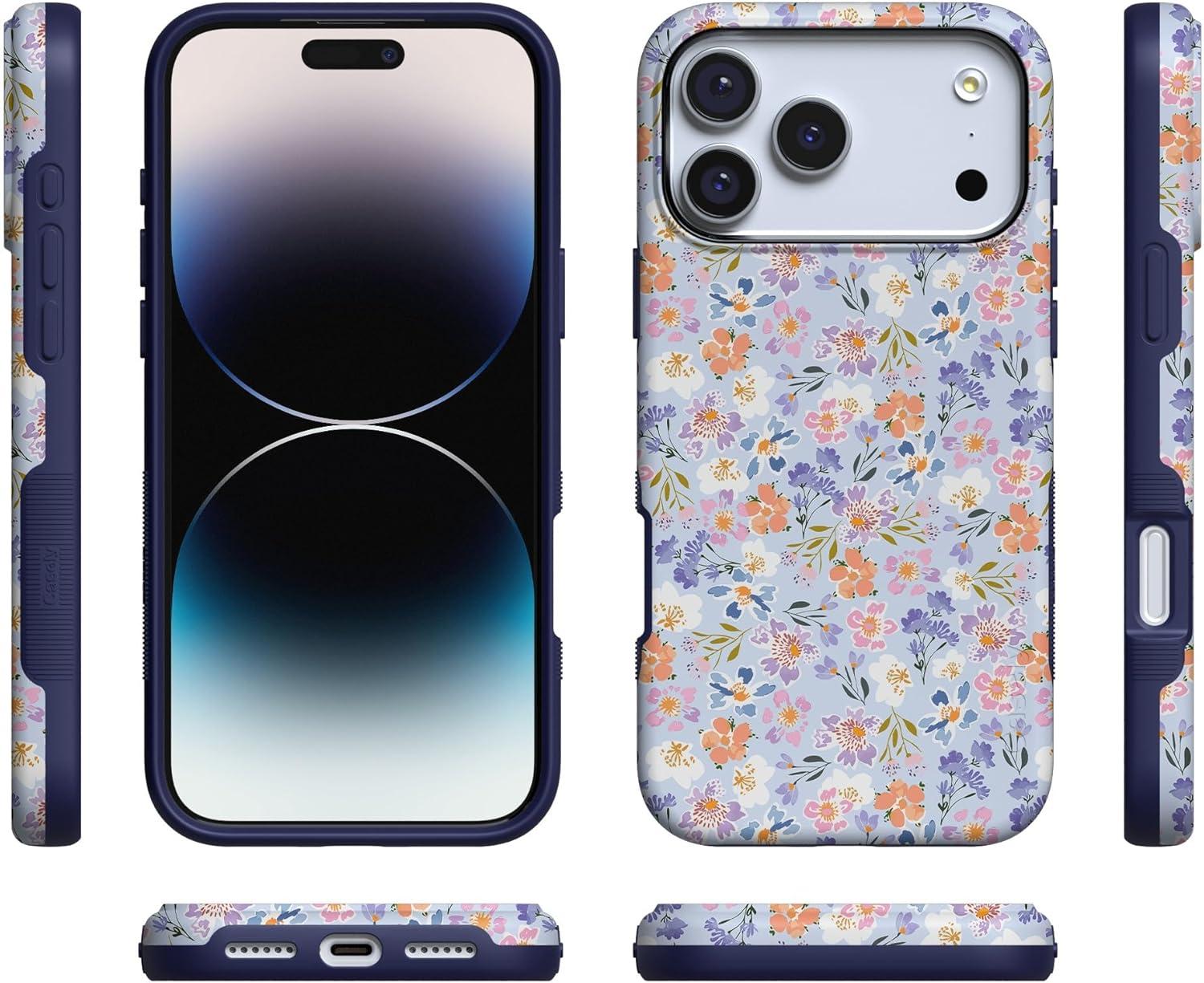 imageCasely iPhone 17 Pro Max Case  Be Mine  Tiny Hearts  Compatible with MagSafe  Bold Protective DesignPoppy Meadows  Pastel Floral