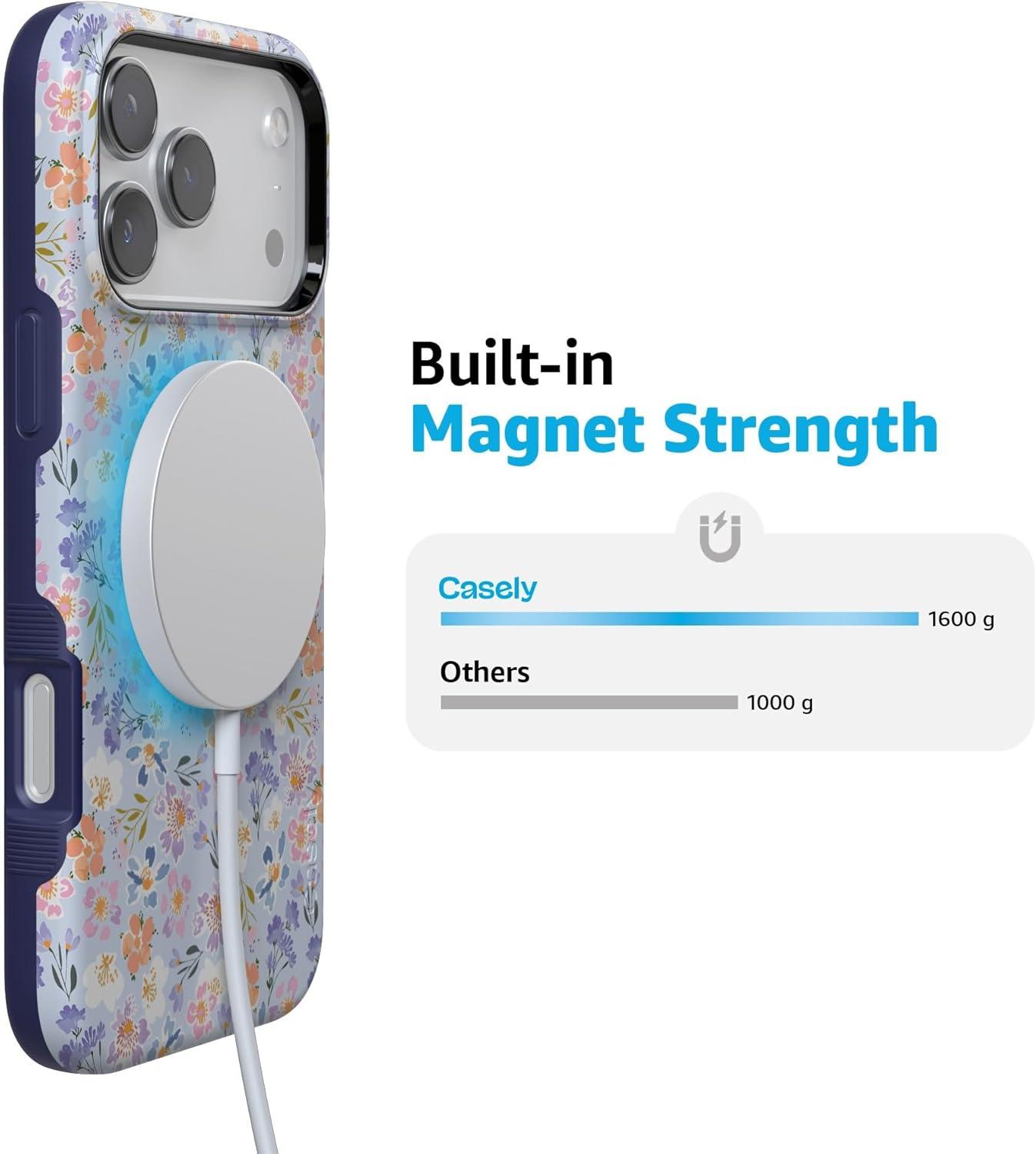 imageCasely iPhone 17 Pro Max Case  Be Mine  Tiny Hearts  Compatible with MagSafe  Bold Protective DesignPoppy Meadows  Pastel Floral