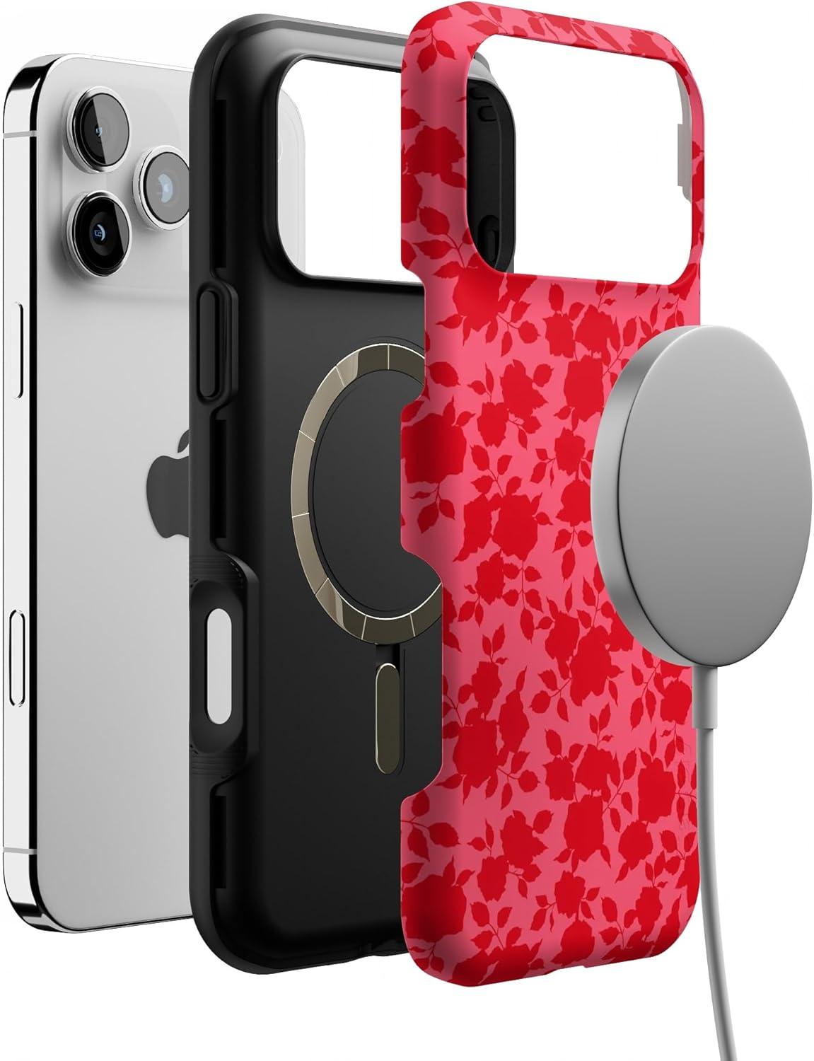 imageCasely iPhone 17 Pro Max Case  Be Mine  Tiny Hearts  Compatible with MagSafe  Bold Protective DesignRose Garden  Red Aesthetic