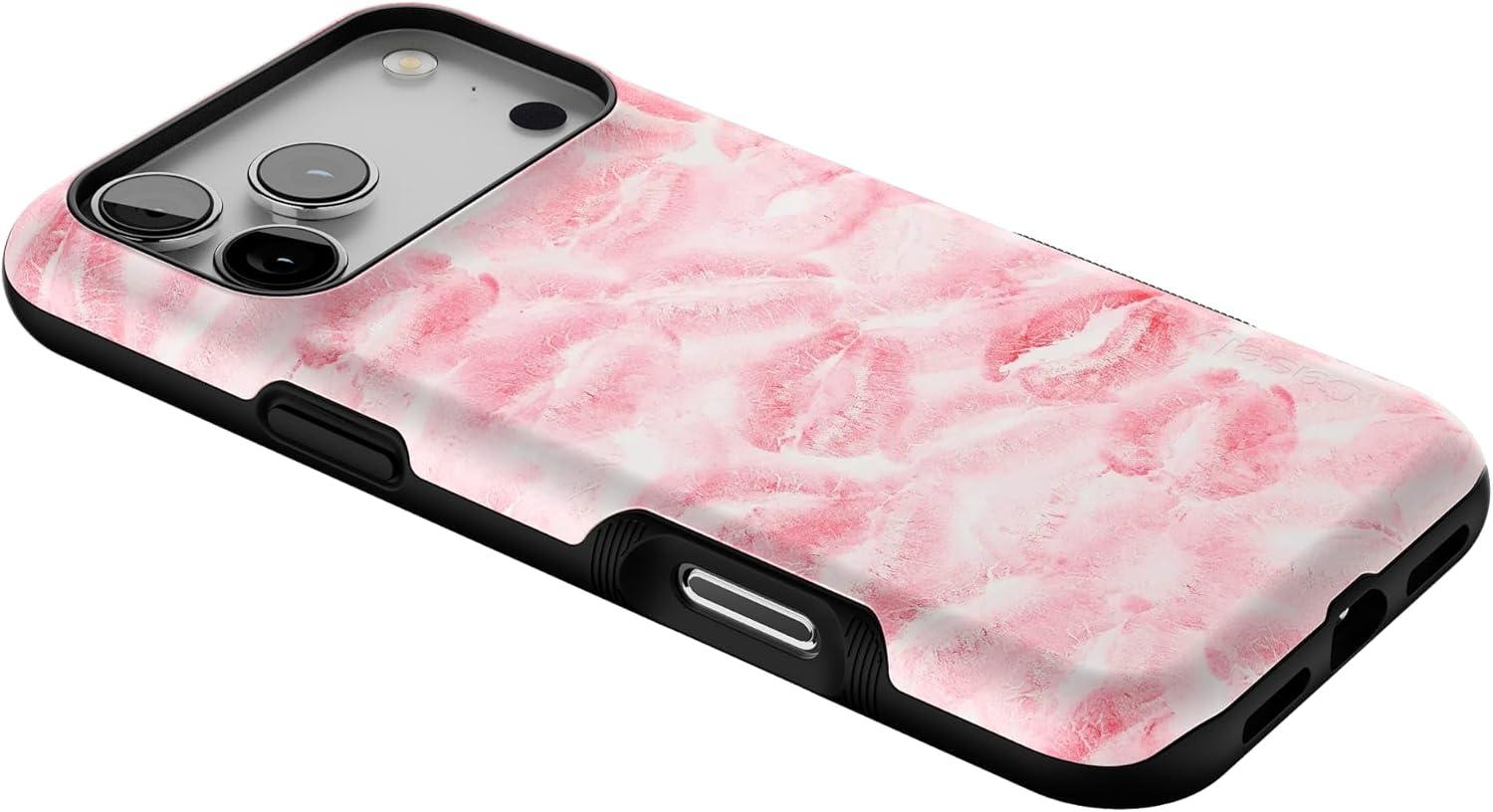 imageCasely iPhone 17 Pro Max Case  Be Mine  Tiny Hearts  Compatible with MagSafe  Bold Protective DesignSealed with a Kiss  Pink Lipstick