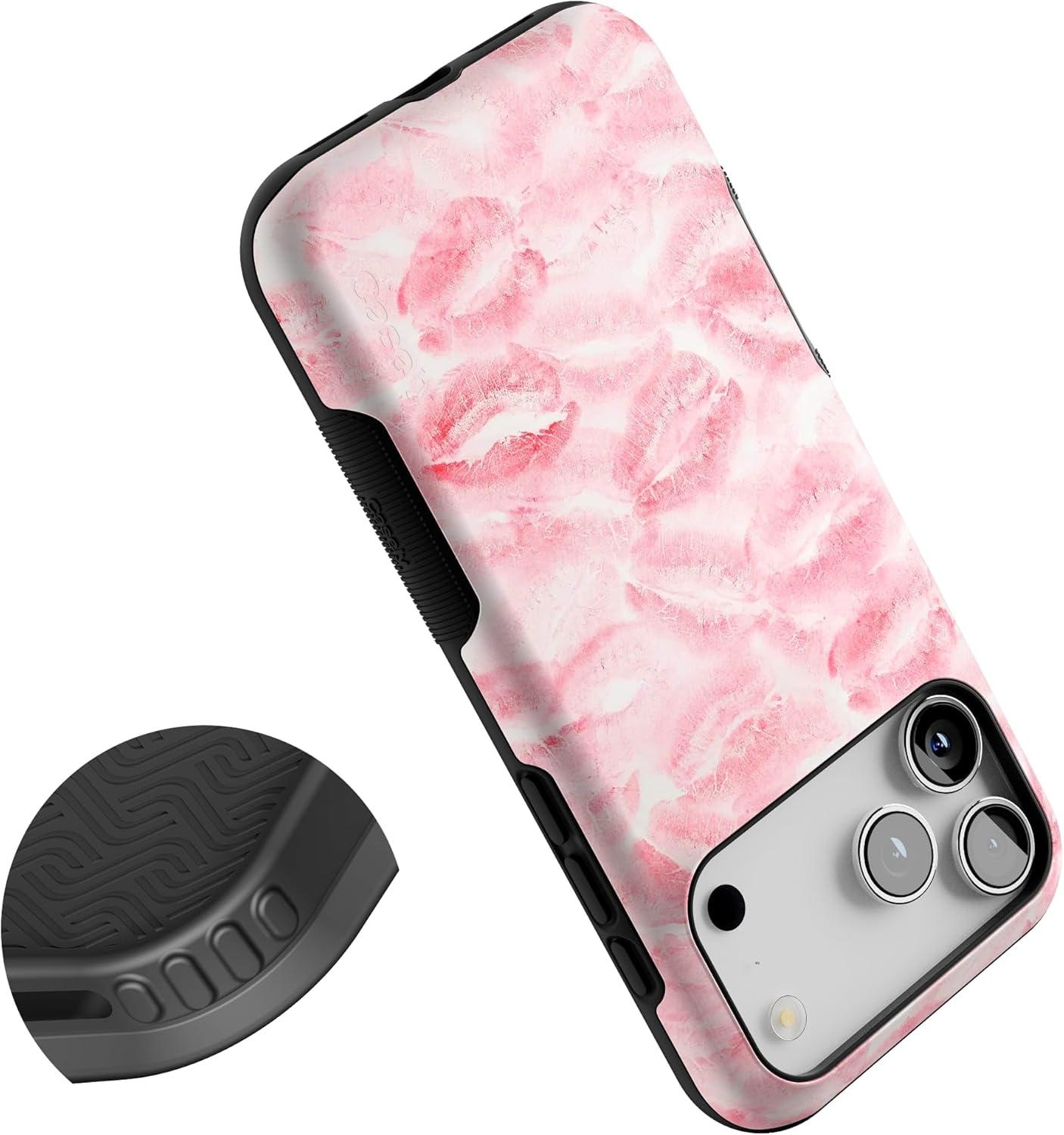imageCasely iPhone 17 Pro Max Case  Be Mine  Tiny Hearts  Compatible with MagSafe  Bold Protective DesignSealed with a Kiss  Pink Lipstick