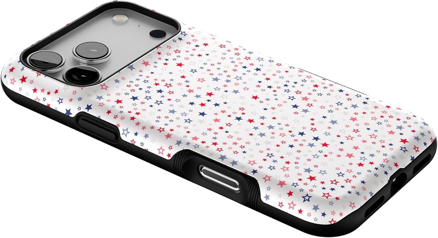 imageCasely iPhone 17 Pro Max Case  Be Mine  Tiny Hearts  Compatible with MagSafe  Bold Protective DesignSeeing Stars  Red  White  Blue