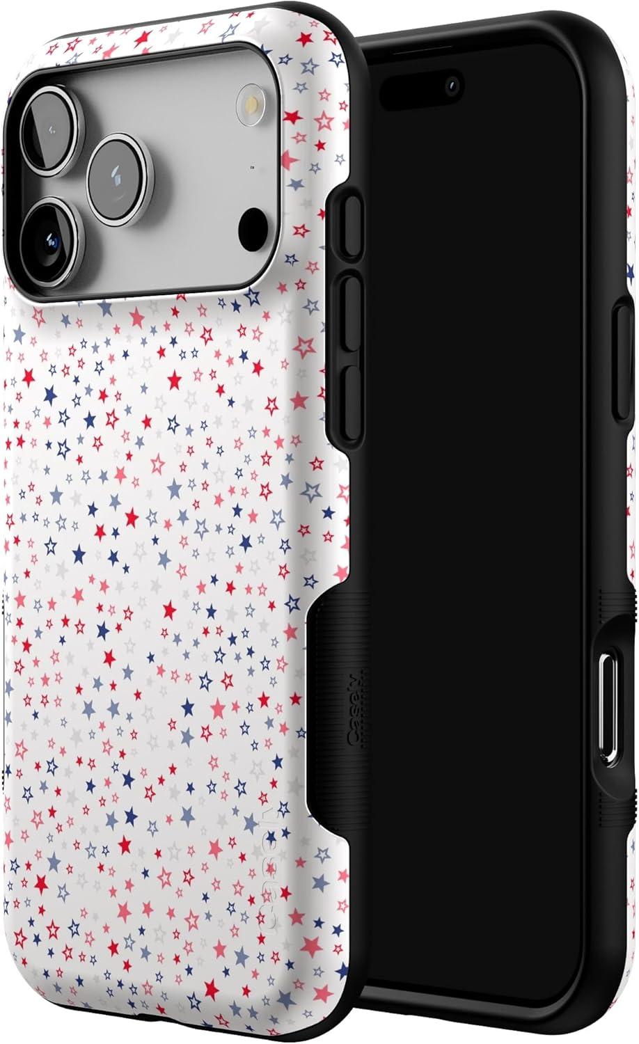 imageCasely iPhone 17 Pro Max Case  Be Mine  Tiny Hearts  Compatible with MagSafe  Bold Protective DesignSeeing Stars  Red  White  Blue