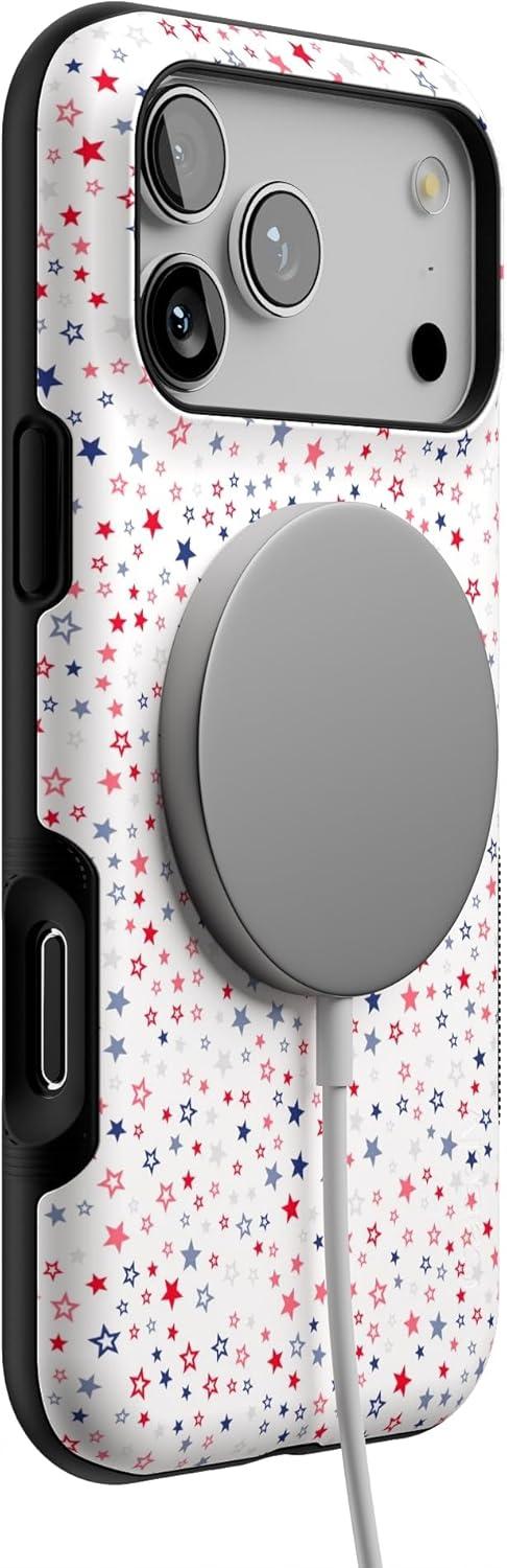 imageCasely iPhone 17 Pro Max Case  Be Mine  Tiny Hearts  Compatible with MagSafe  Bold Protective DesignSeeing Stars  Red  White  Blue
