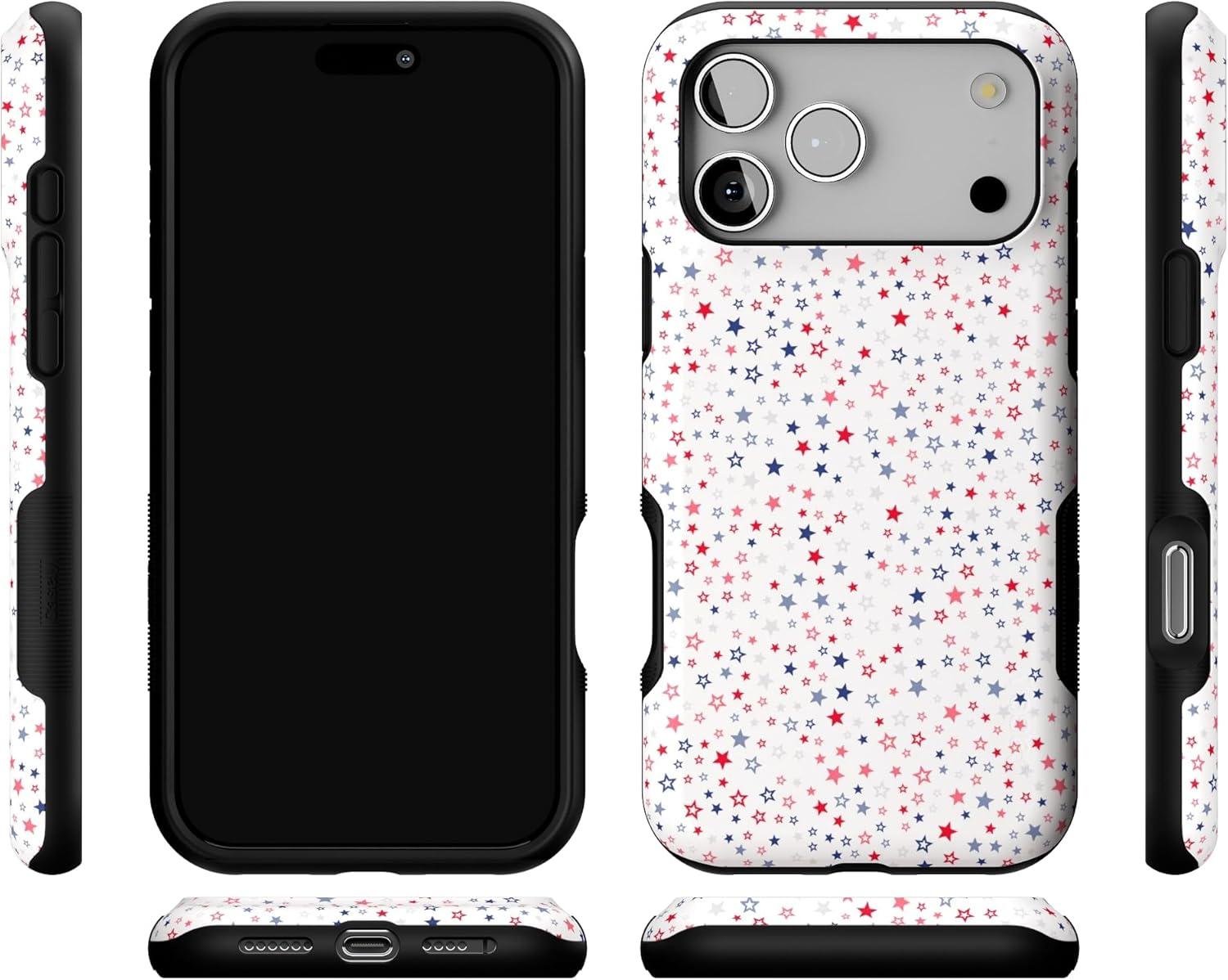 imageCasely iPhone 17 Pro Max Case  Be Mine  Tiny Hearts  Compatible with MagSafe  Bold Protective DesignSeeing Stars  Red  White  Blue