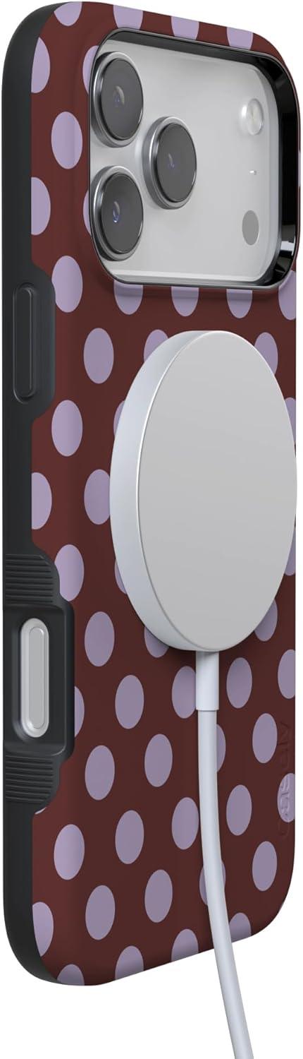 imageCasely iPhone 17 Pro Max Case  Be Mine  Tiny Hearts  Compatible with MagSafe  Bold Protective DesignSpotted in SoHo  Burgundy Polka Dot