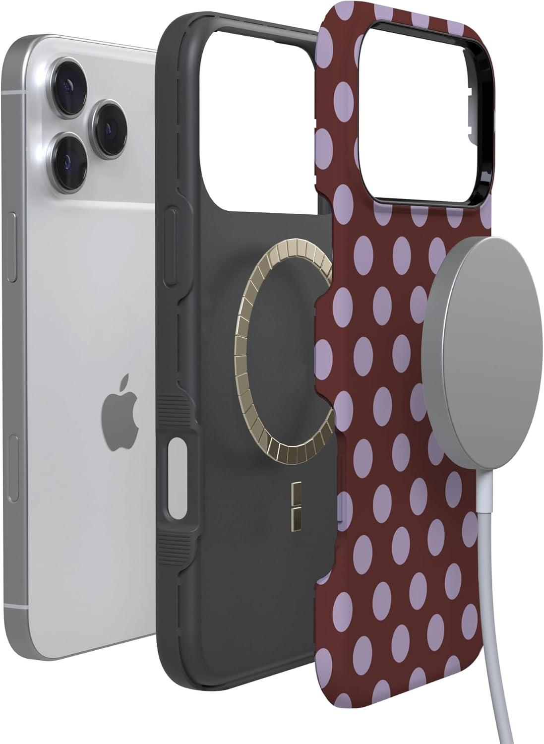 imageCasely iPhone 17 Pro Max Case  Be Mine  Tiny Hearts  Compatible with MagSafe  Bold Protective DesignSpotted in SoHo  Burgundy Polka Dot