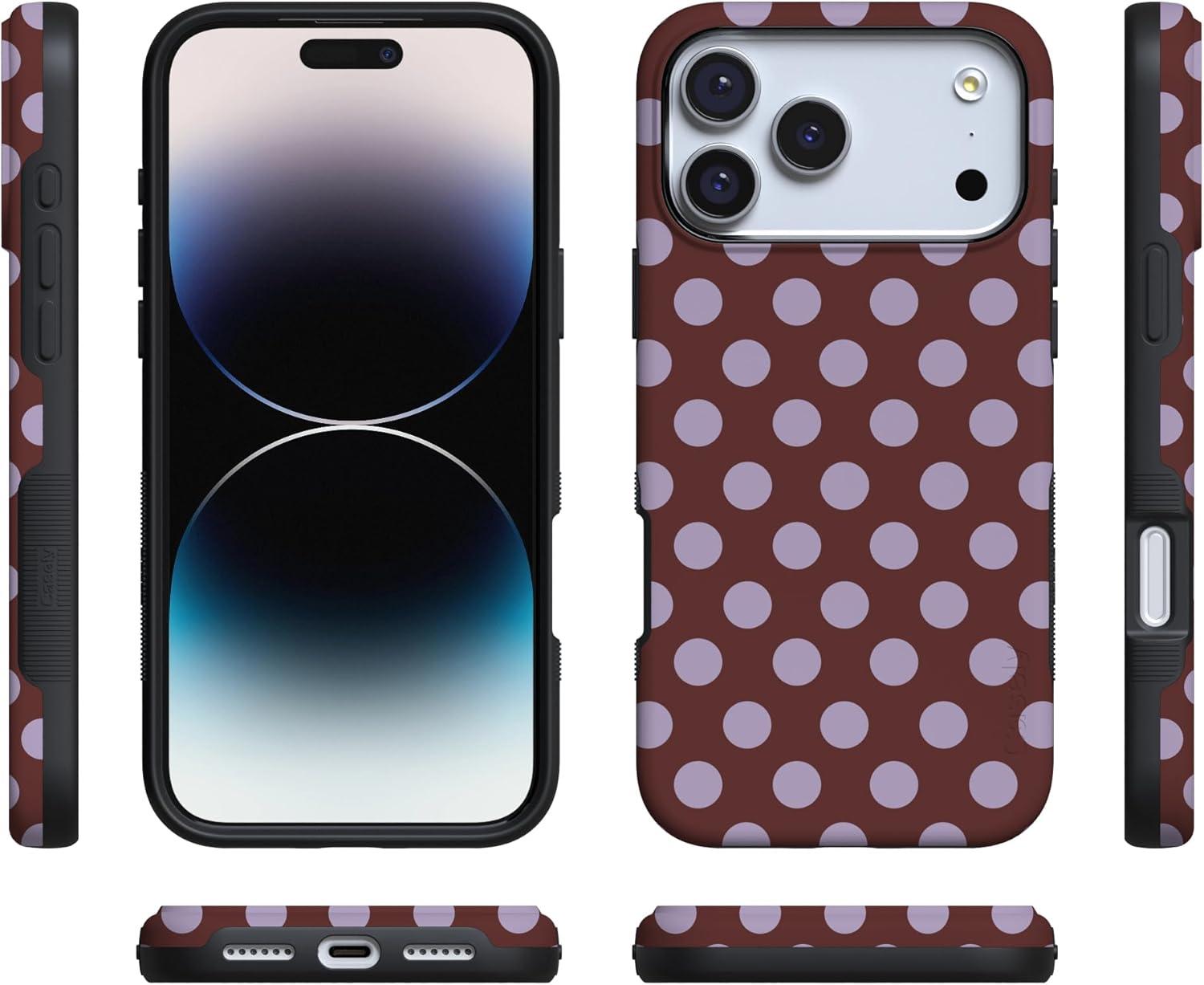 imageCasely iPhone 17 Pro Max Case  Be Mine  Tiny Hearts  Compatible with MagSafe  Bold Protective DesignSpotted in SoHo  Burgundy Polka Dot