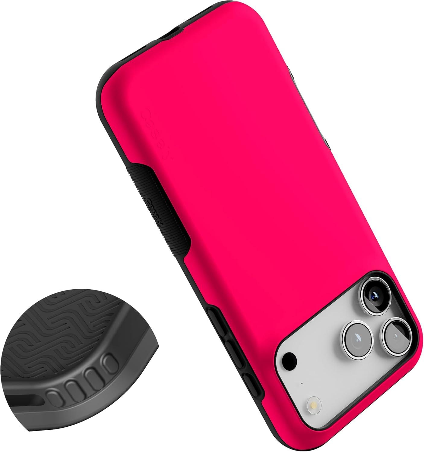 imageCasely iPhone 17 Pro Max Case  Be Mine  Tiny Hearts  Compatible with MagSafe  Bold Protective DesignThink Pink  Solid Neon Pink