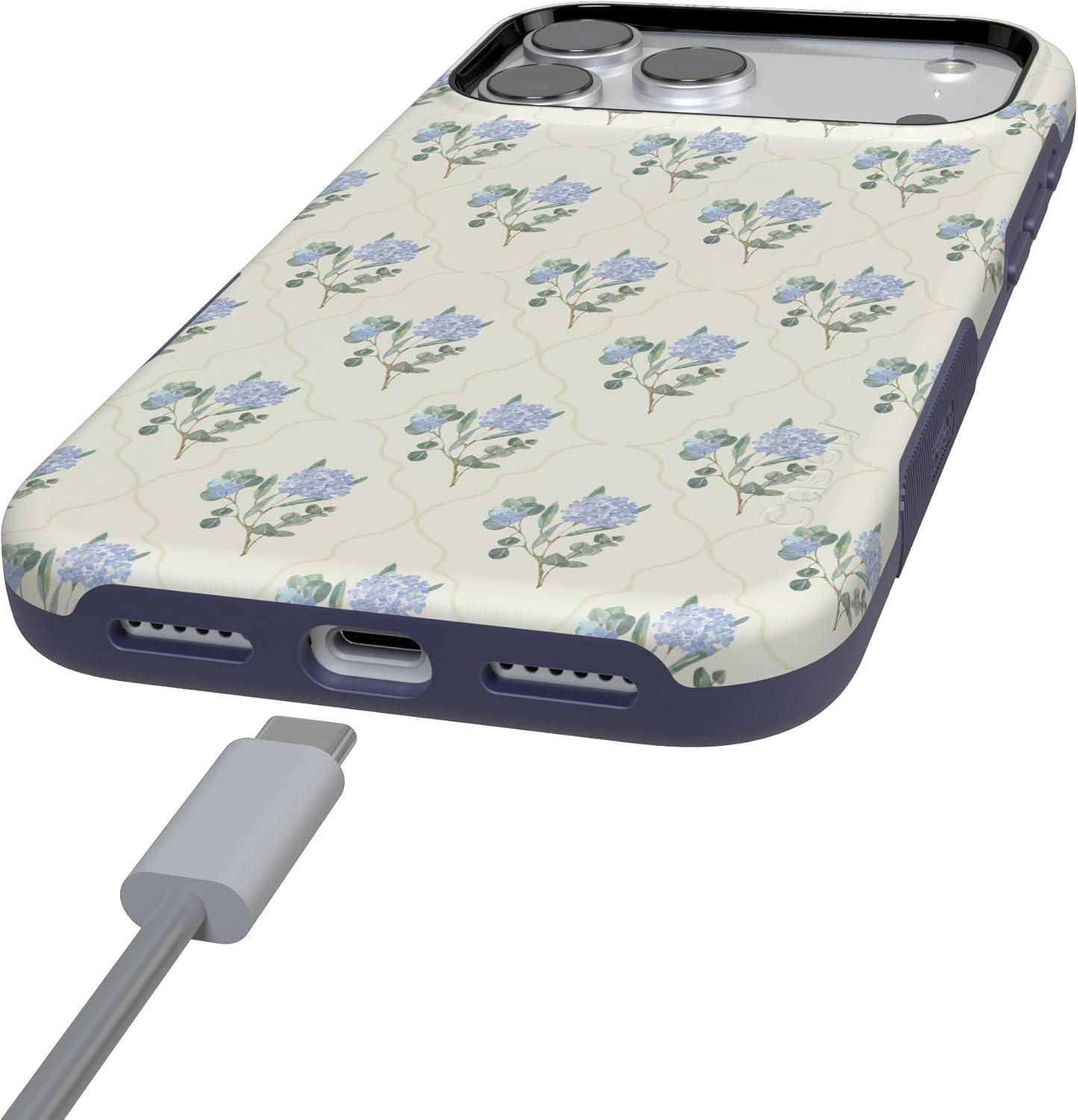 imageCasely iPhone 17 Pro Max Case  Be Mine  Tiny Hearts  Compatible with MagSafe  Bold Protective DesignVintage Garden  Blue Hydrangea