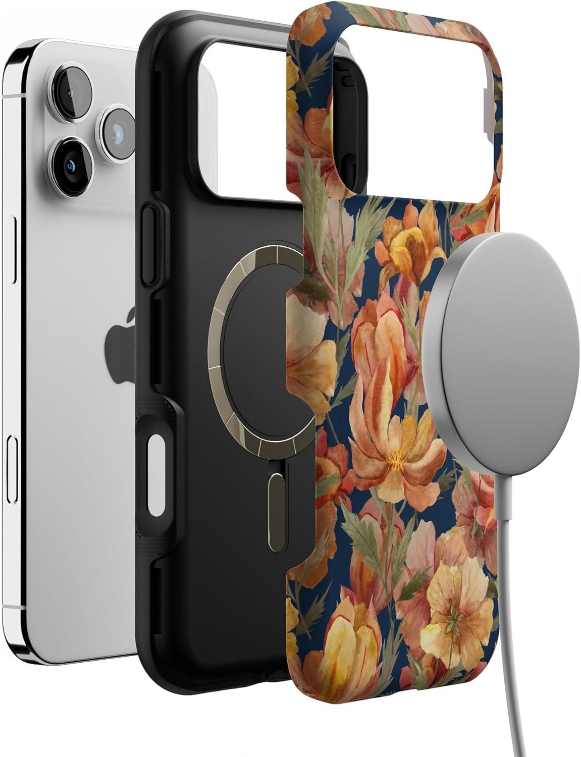 imageCasely iPhone 17 Pro Max Case  Fallen Gold  Antique Floral  Bold Protective Design  Compatible with MagSafe