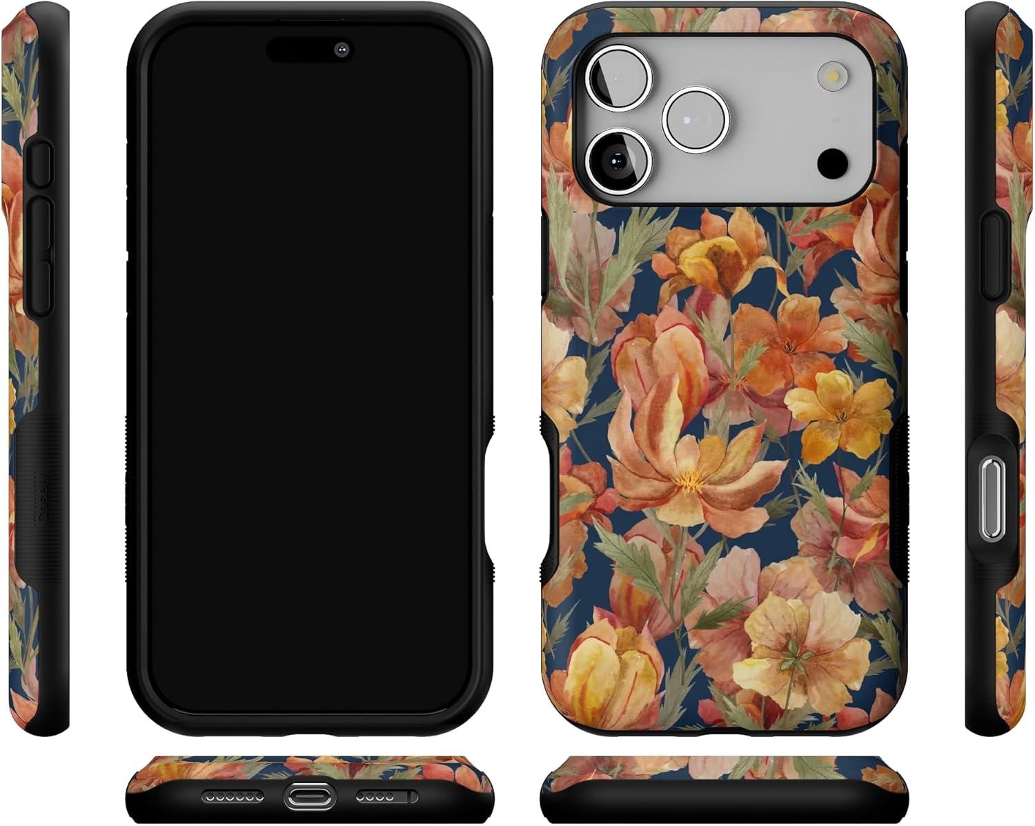 imageCasely iPhone 17 Pro Max Case  Fallen Gold  Antique Floral  Bold Protective Design  Compatible with MagSafe