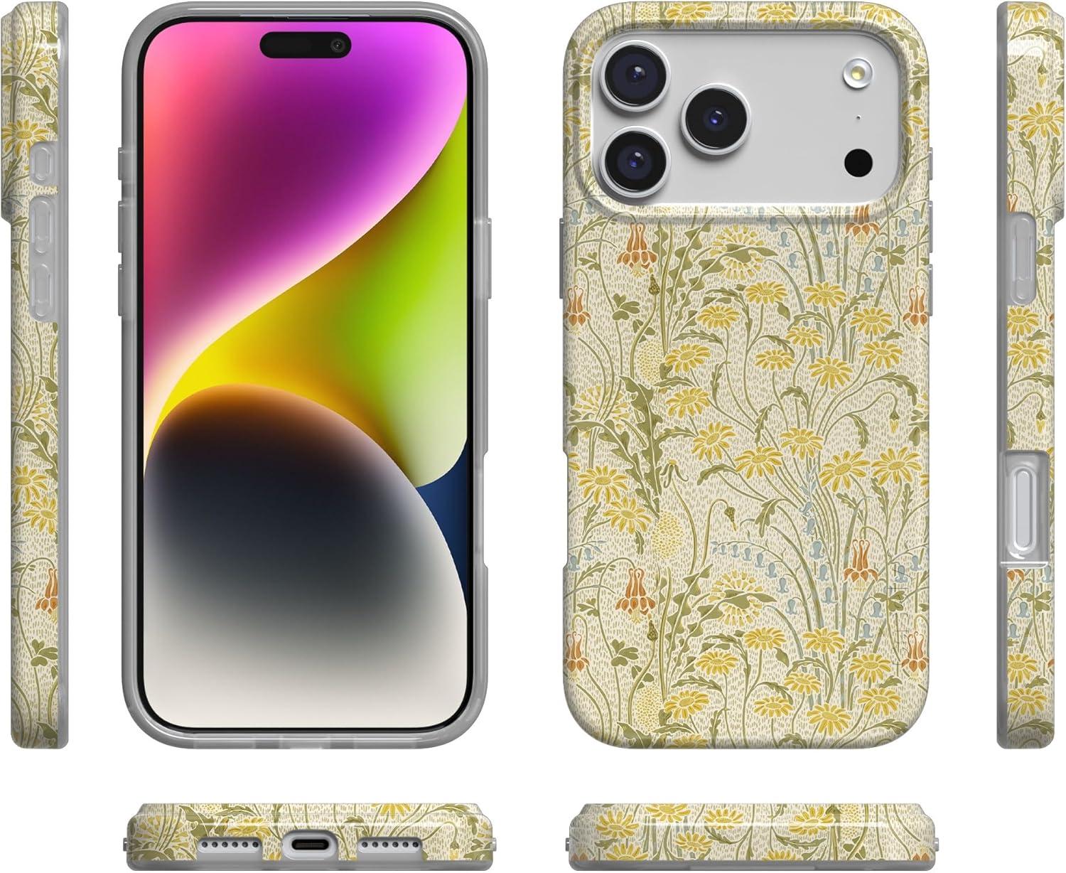 imageCasely iPhone 17 Pro Max Case  Field of Flowers  Pastel Floral  Compatible with MagSafe  Classic Ultra Slim DesignBoho Blooms  Golden Floral