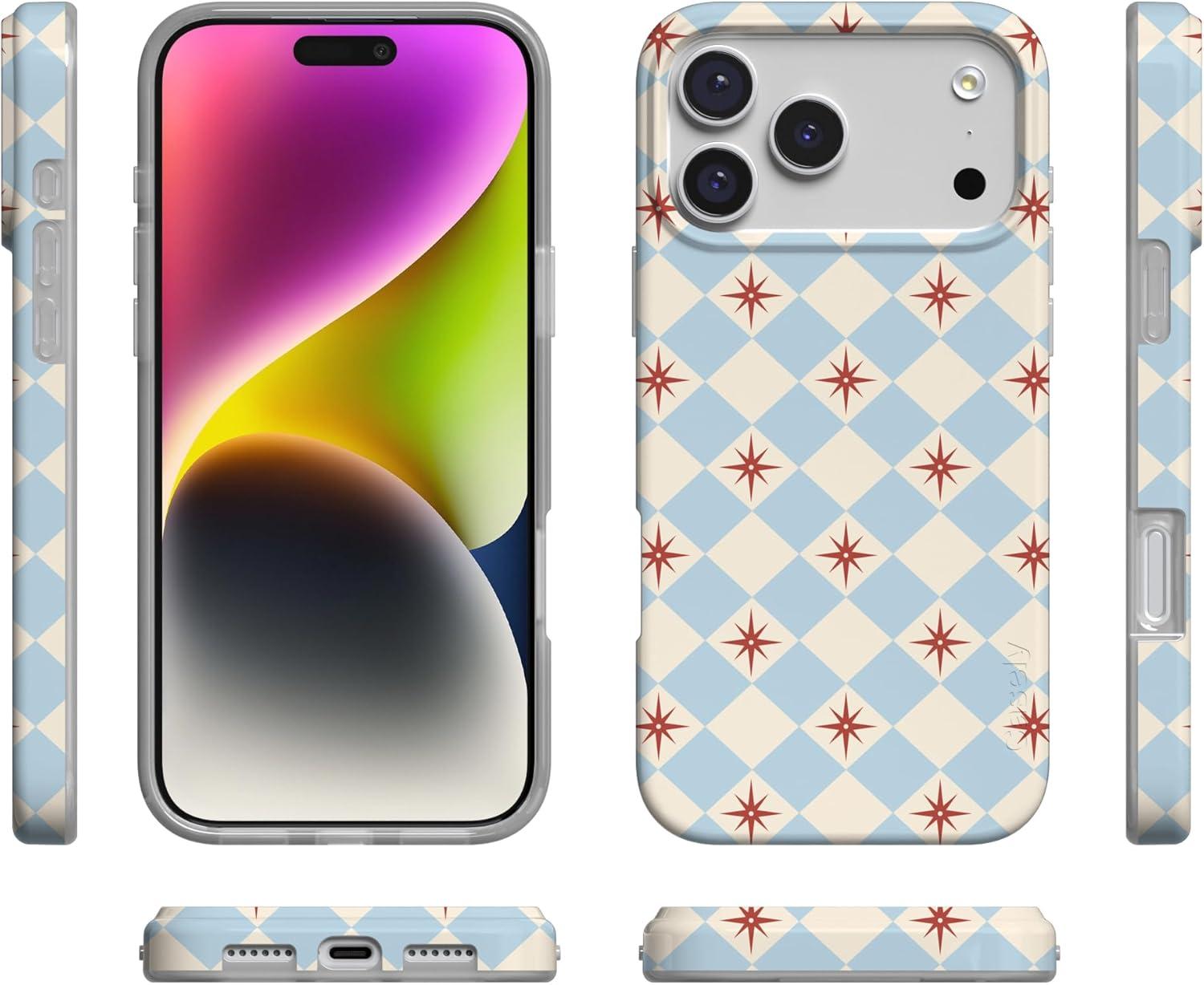 imageCasely iPhone 17 Pro Max Case  Field of Flowers  Pastel Floral  Compatible with MagSafe  Classic Ultra Slim DesignChelsea Checker  Starlight Tiles