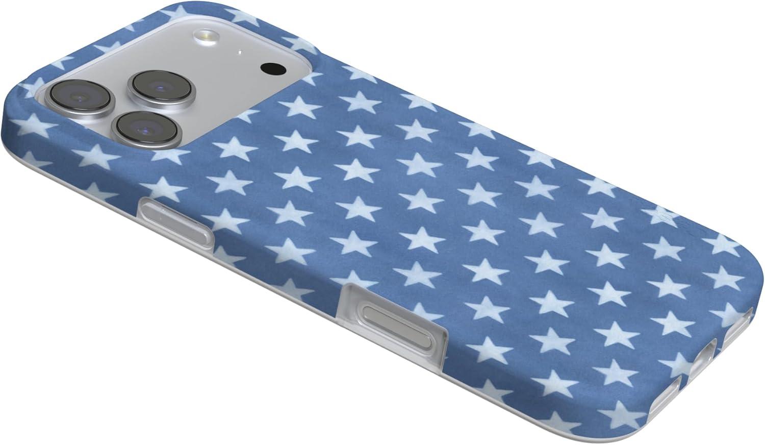 imageCasely iPhone 17 Pro Max Case  Field of Flowers  Pastel Floral  Compatible with MagSafe  Classic Ultra Slim DesignCoastal Blues  Denim Stars