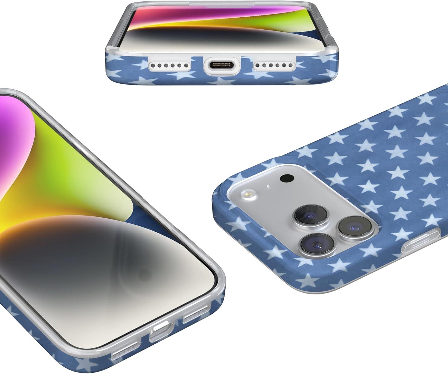 imageCasely iPhone 17 Pro Max Case  Field of Flowers  Pastel Floral  Compatible with MagSafe  Classic Ultra Slim DesignCoastal Blues  Denim Stars