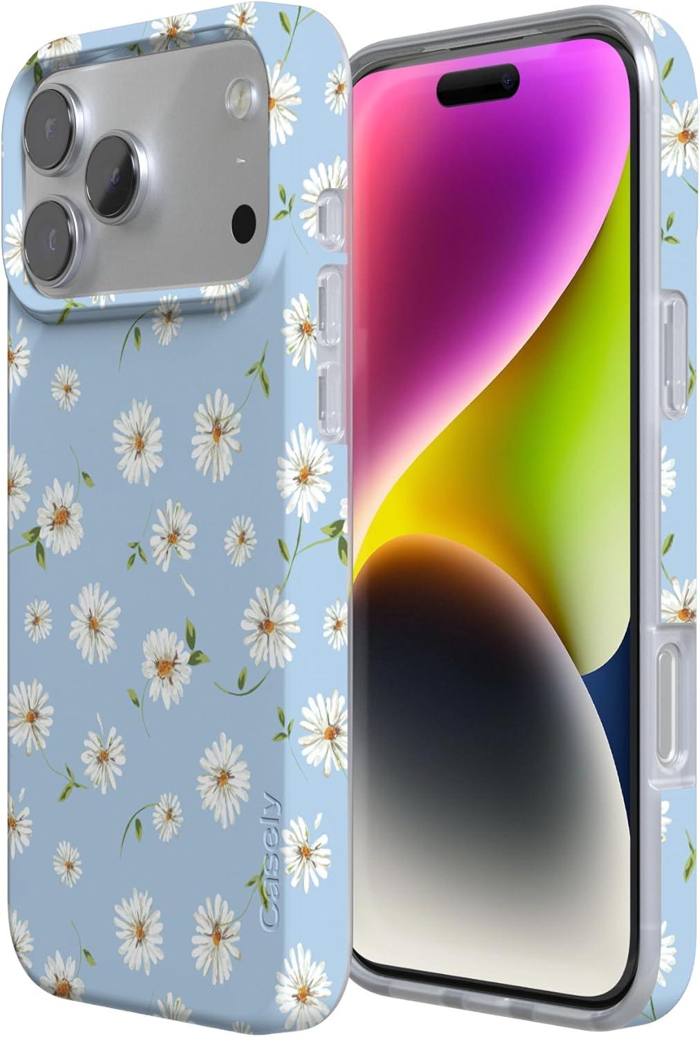 imageCasely iPhone 17 Pro Max Case  Field of Flowers  Pastel Floral  Compatible with MagSafe  Classic Ultra Slim DesignDaisy Daydream  Baby Blue Floral